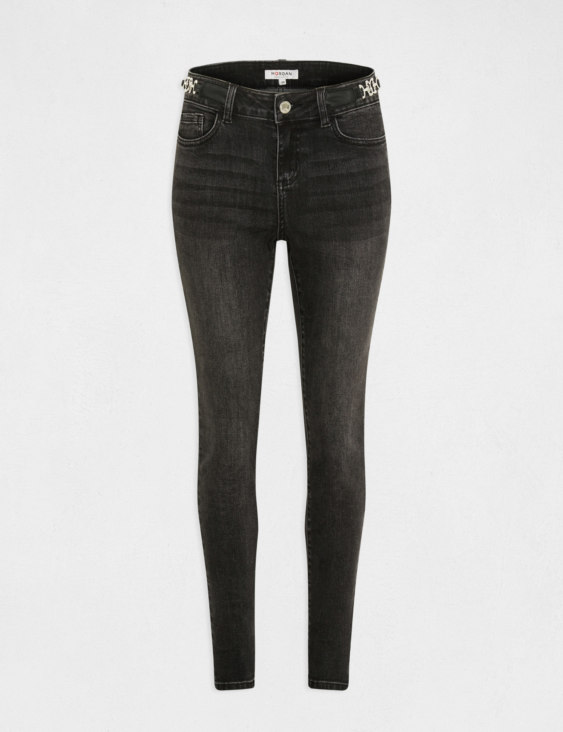 jeans skinny avec ornements metalliques gris moyen femme Jeans skinny avec ornements métalliques gris moyen femme