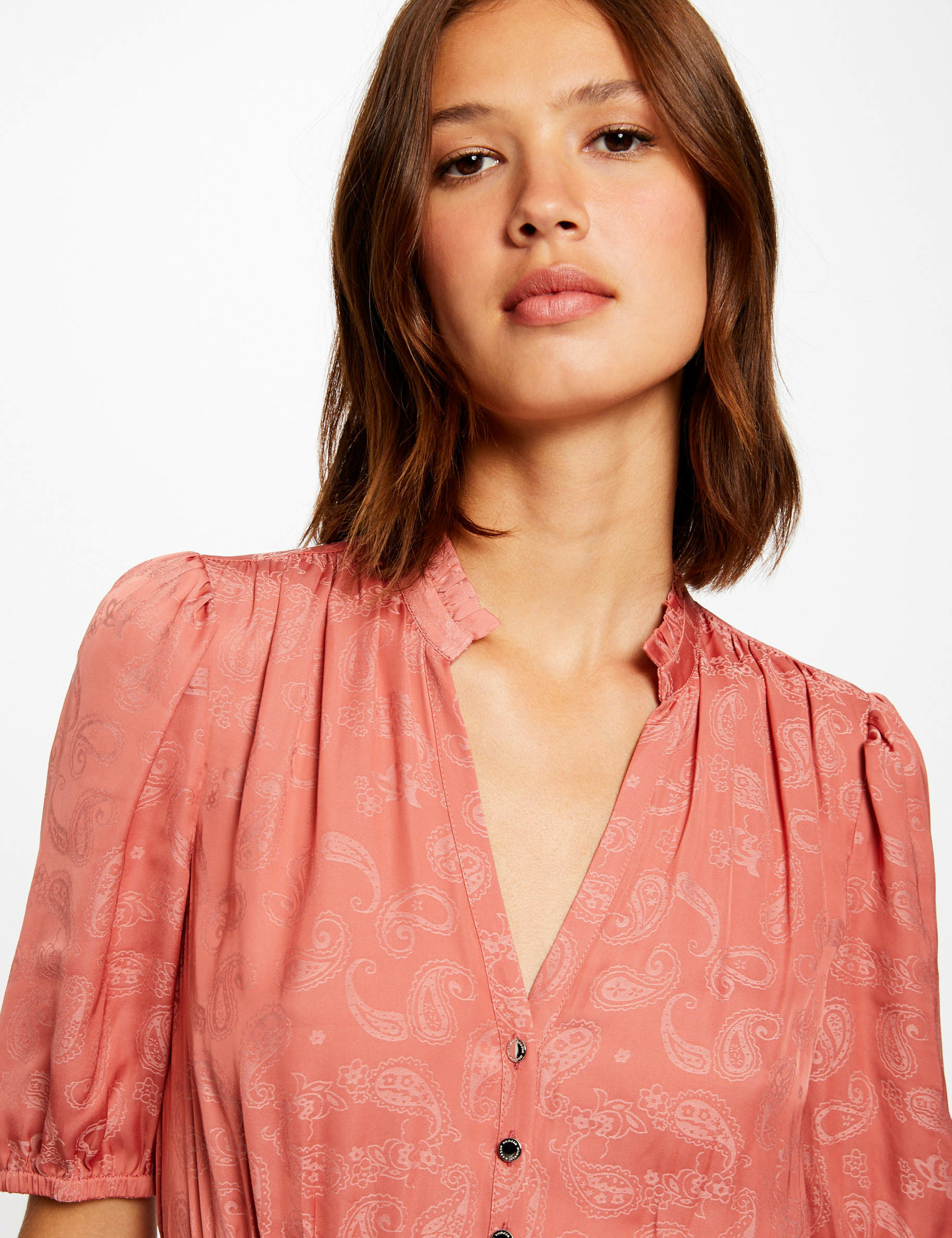 Robe droite imprimé cachemire rouille femme Robe droite imprimé cachemire rouille femme