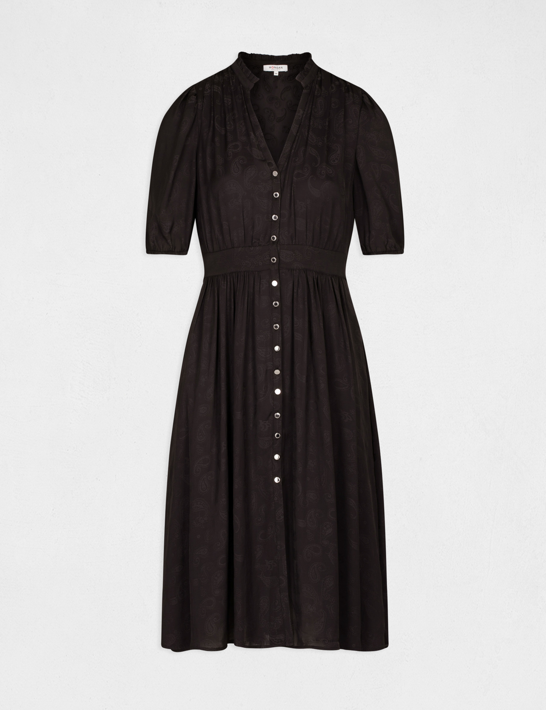 Robe droite imprimé cachemire noir femme