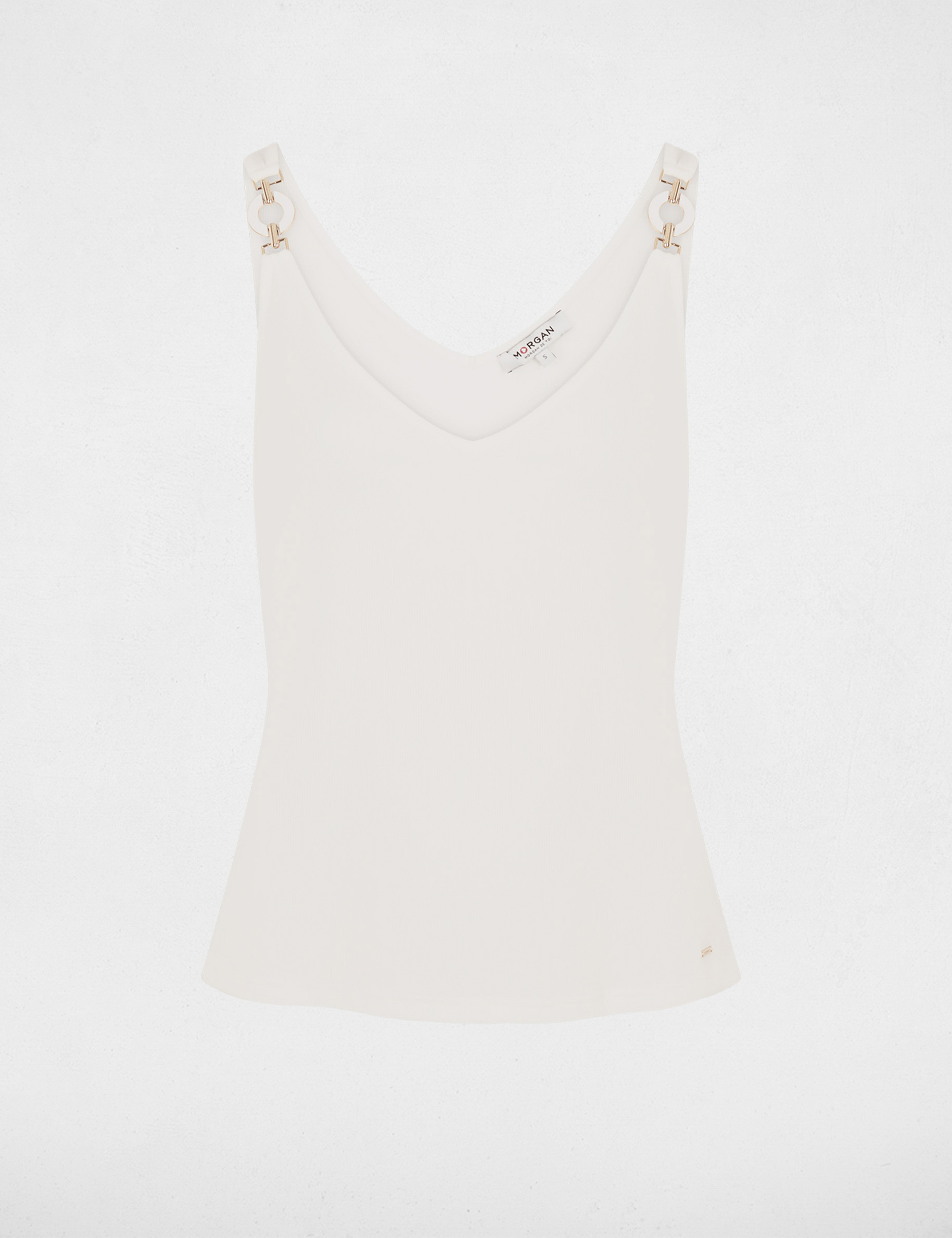 D&eacute;bardeur cintr&eacute; col v blanc femme