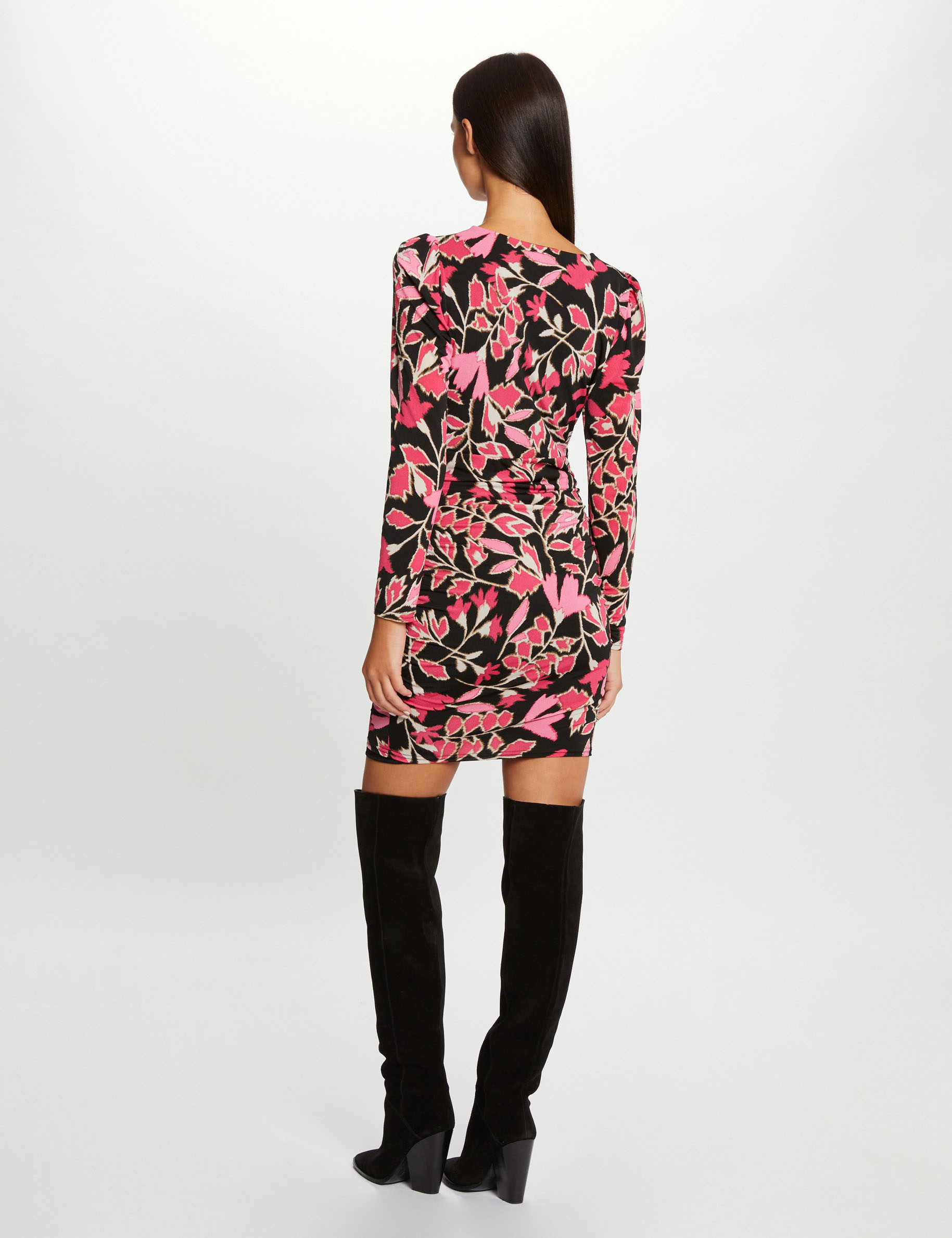 robe ajustee encolure carree imprimee multico femme Robe ajustée encolure carrée imprimée multico femme