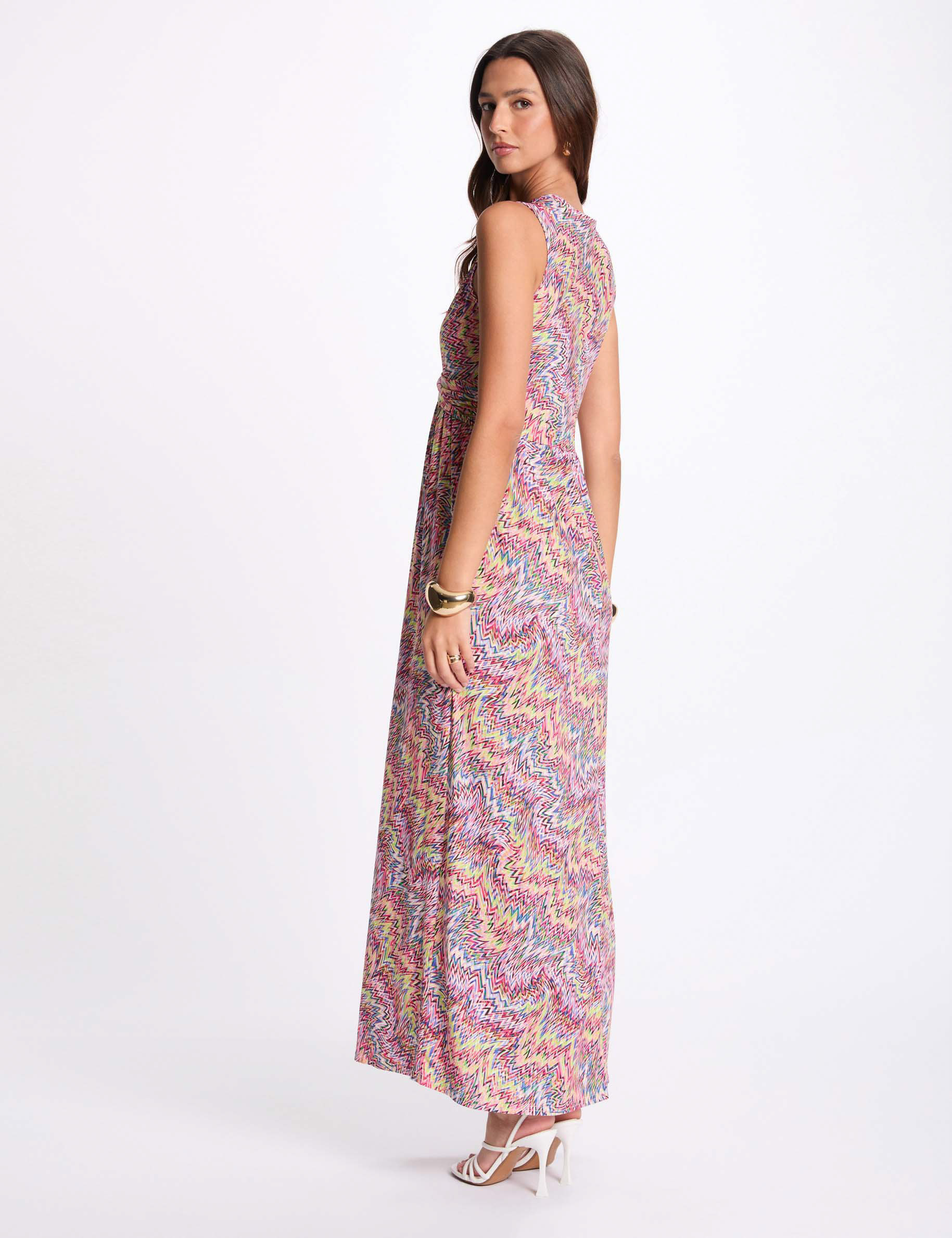 robe longue droite imprimee multicolore femme Robe longue droite imprimée multicolore femme