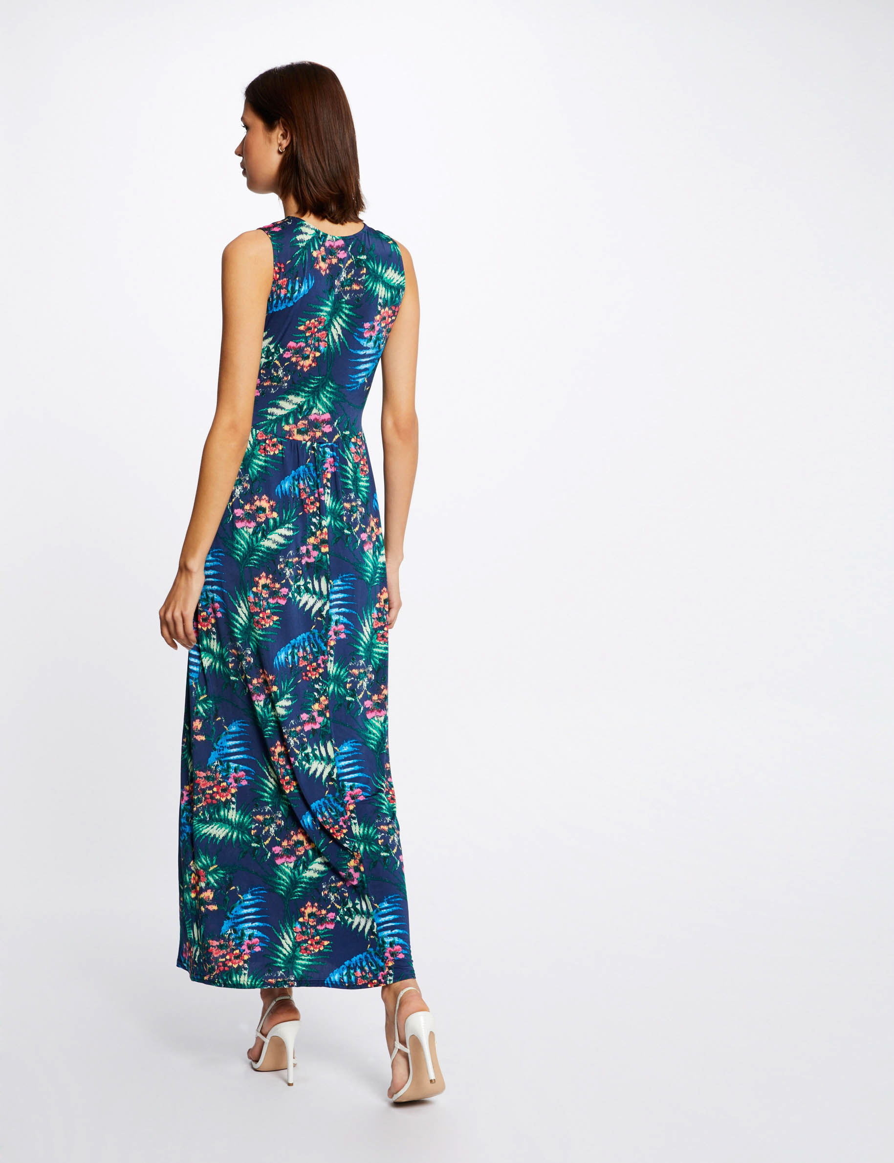 Morgan Robe Longue Droite Imprimée Col V Sans Manche - Élégante Et Confortable