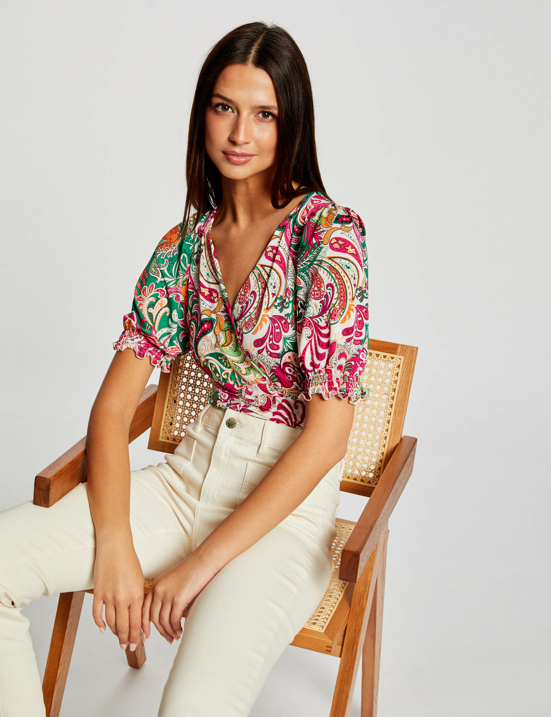 T-shirt manches courtes imprimé multico femme T-shirt manches courtes imprimé multico femme