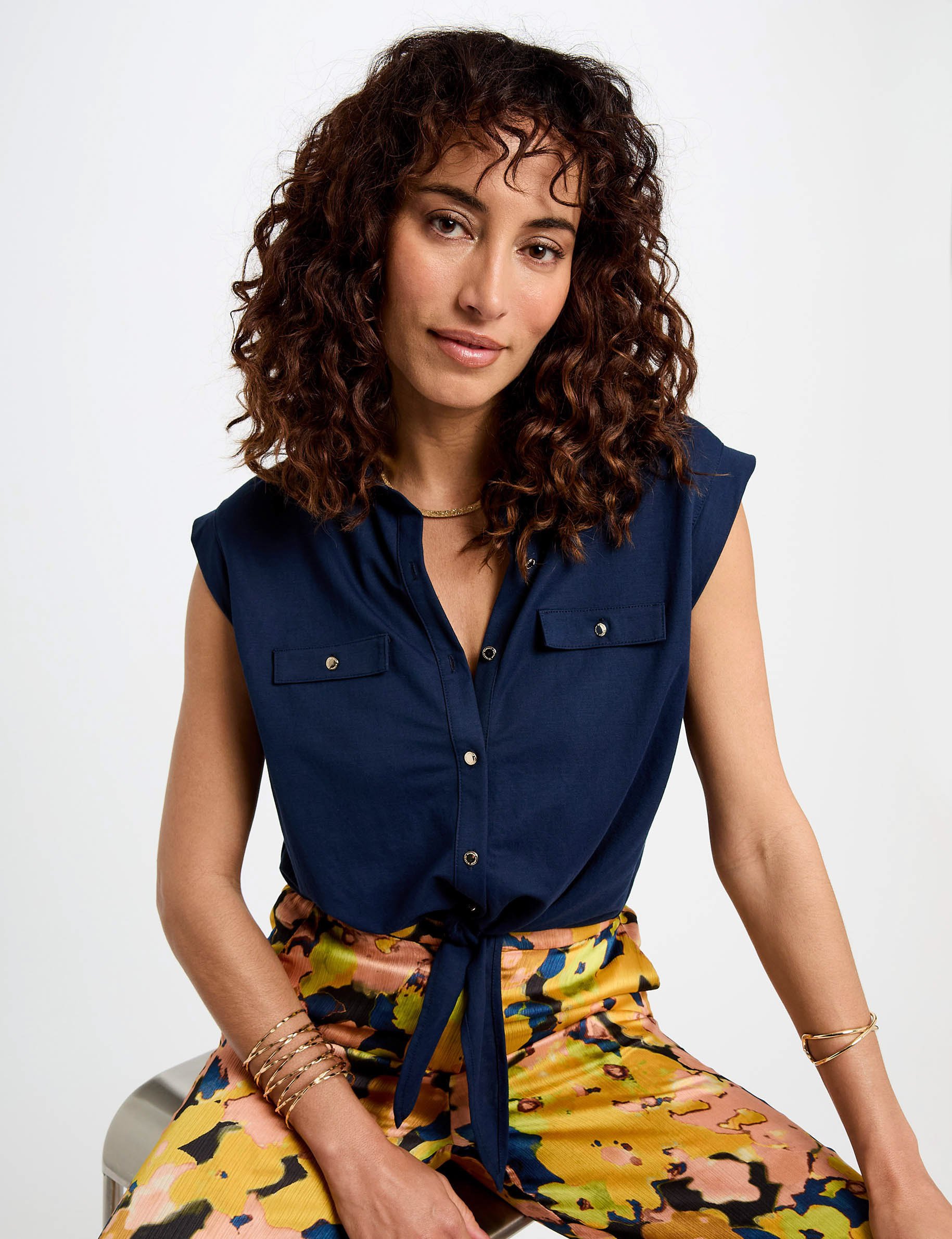 blouse sans manches bleu petrole femme Blouse sans manches bleu pétrole femme