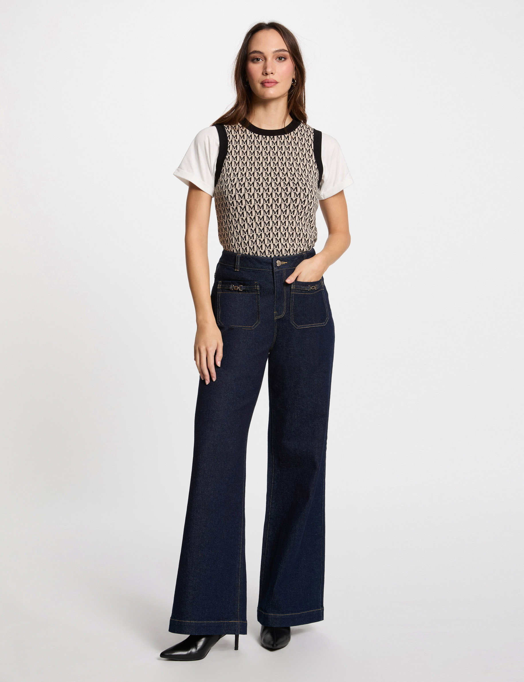 Pull sans manches imprimé sable femme