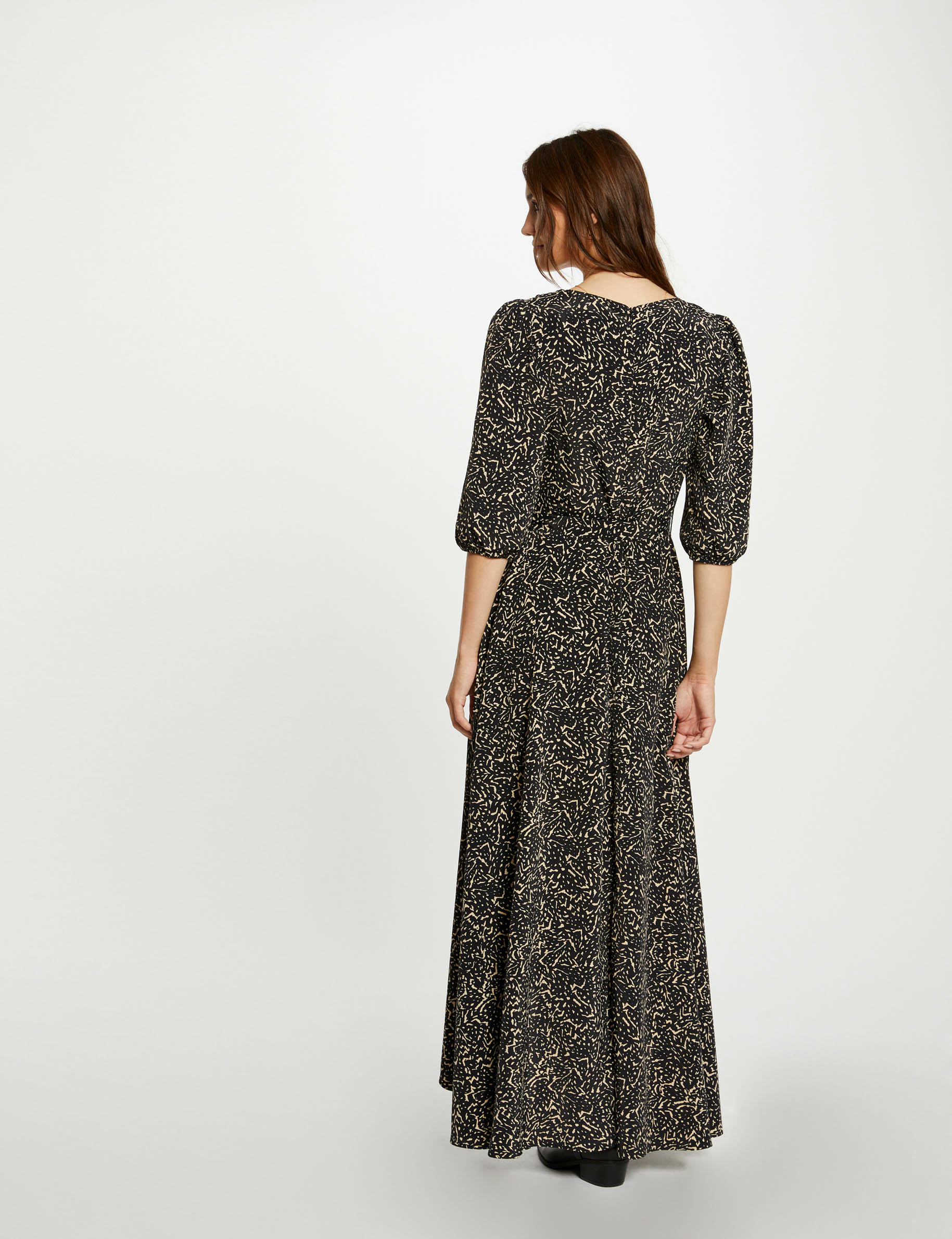 Robe longue portefeuille imprimée multico femme