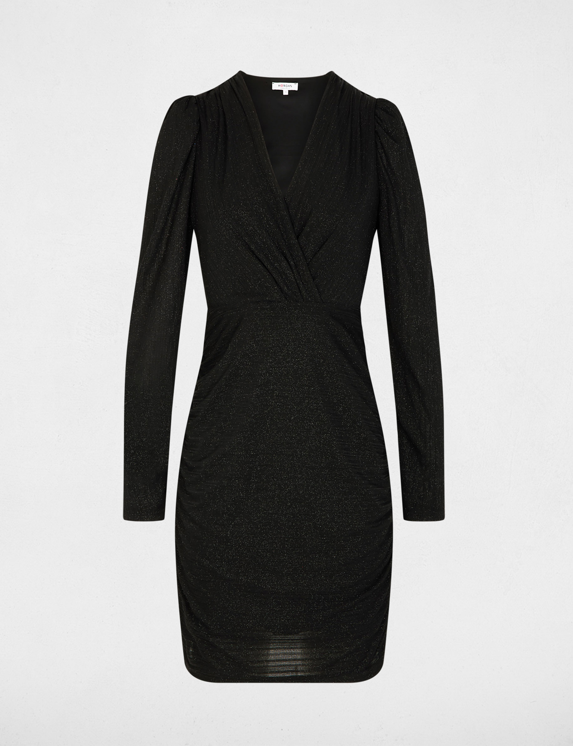 Robe courte ajustée drapée noir femme Morgan