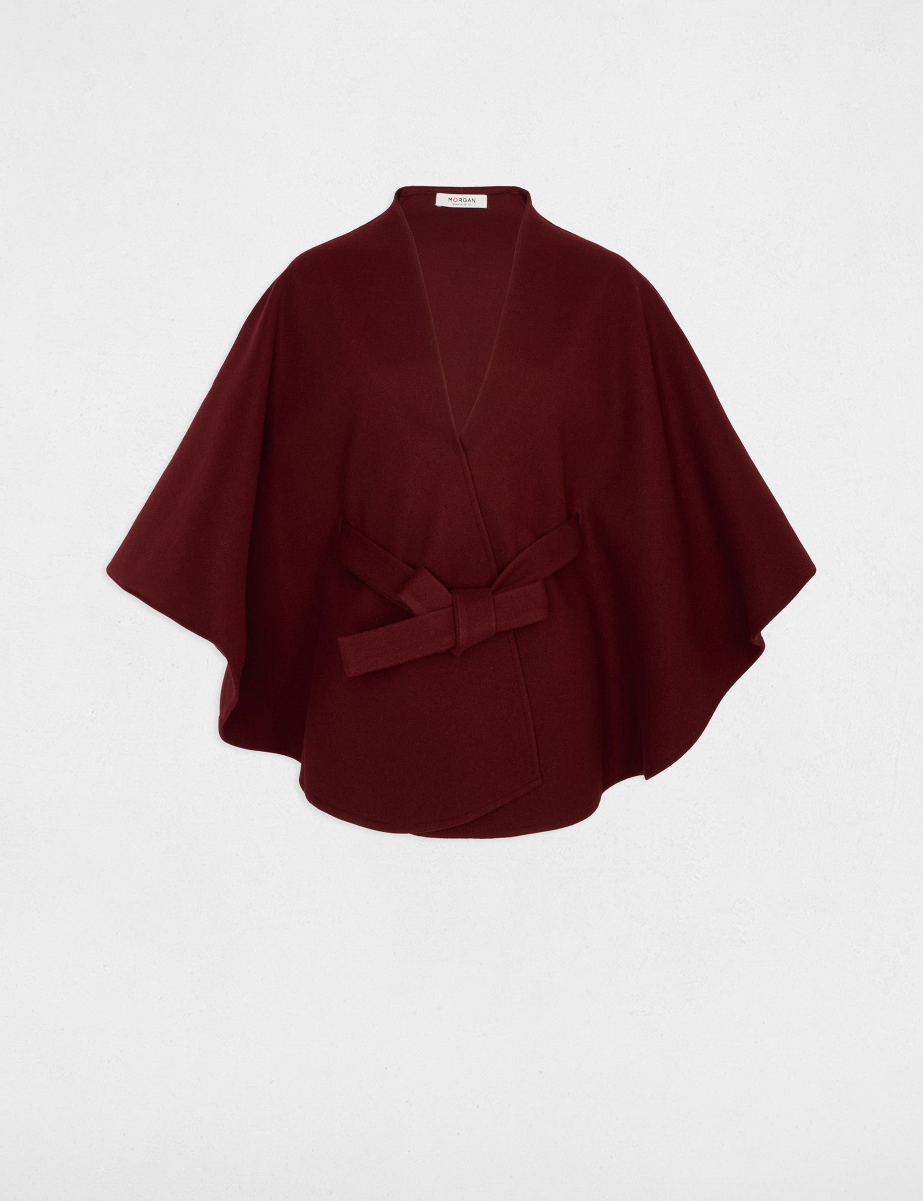 Cape ceintur&eacute;e bordeaux femme