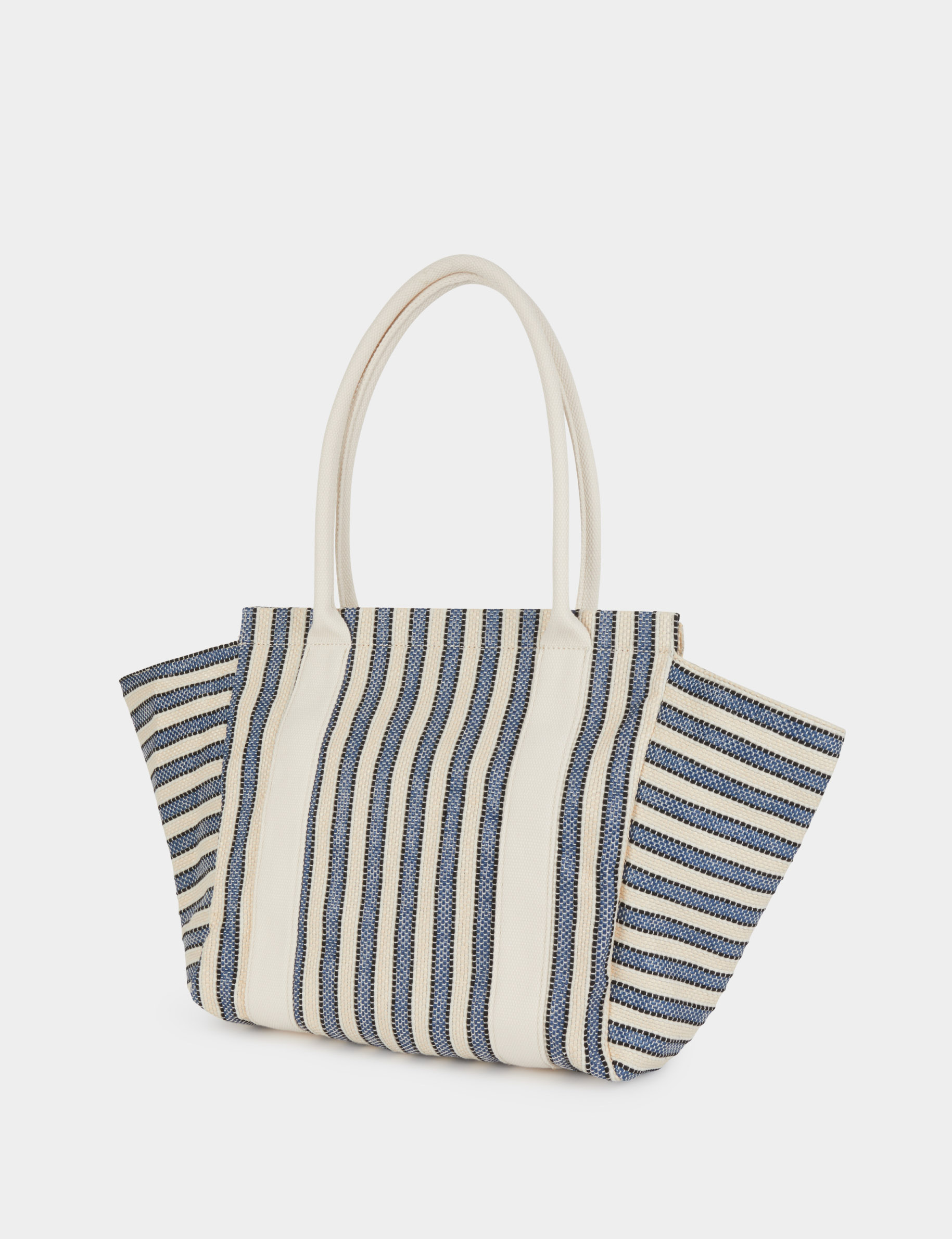 Sac cabas ray&eacute; ecru femme