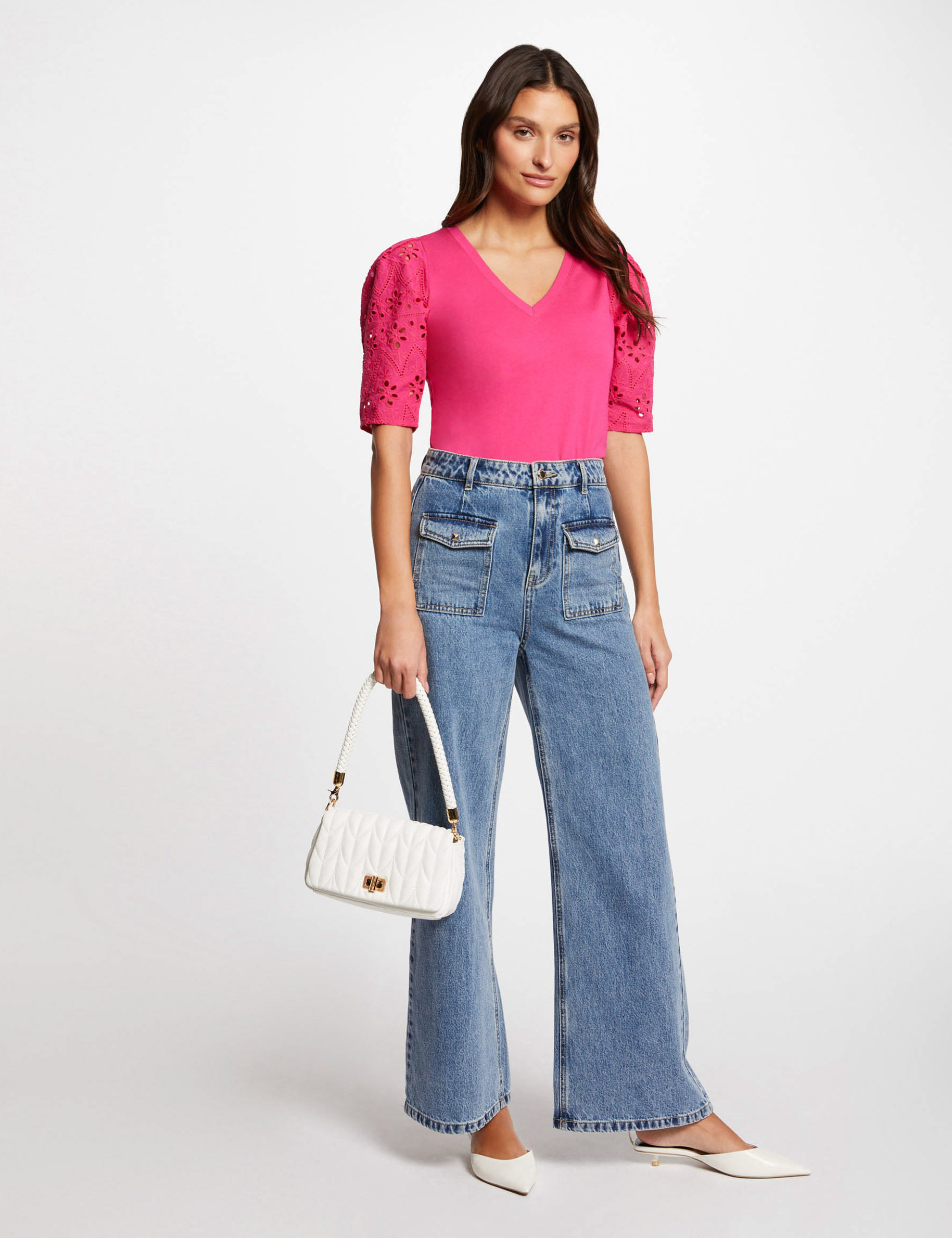 t shirt a manches courtes rose moyen femme T-shirt à manches courtes rose moyen femme