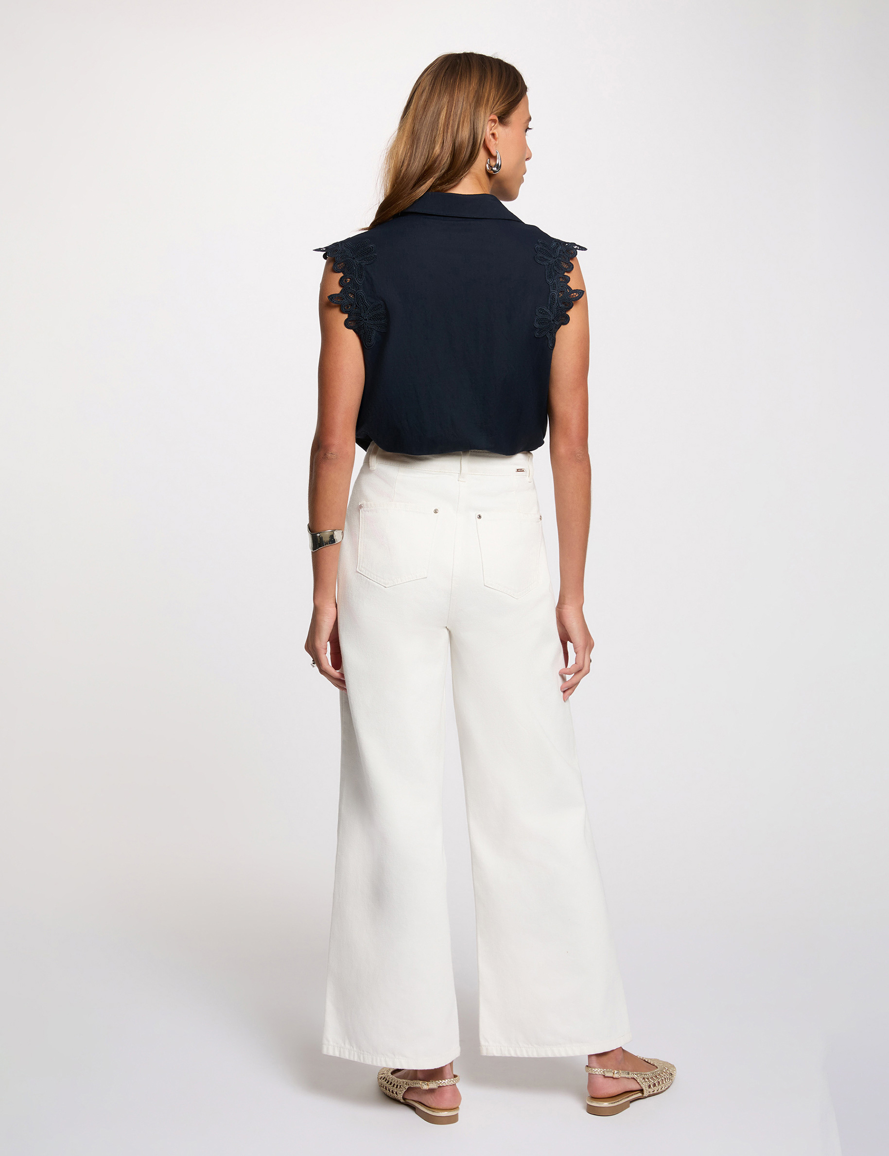 Chemise sans manches bleu marine femme