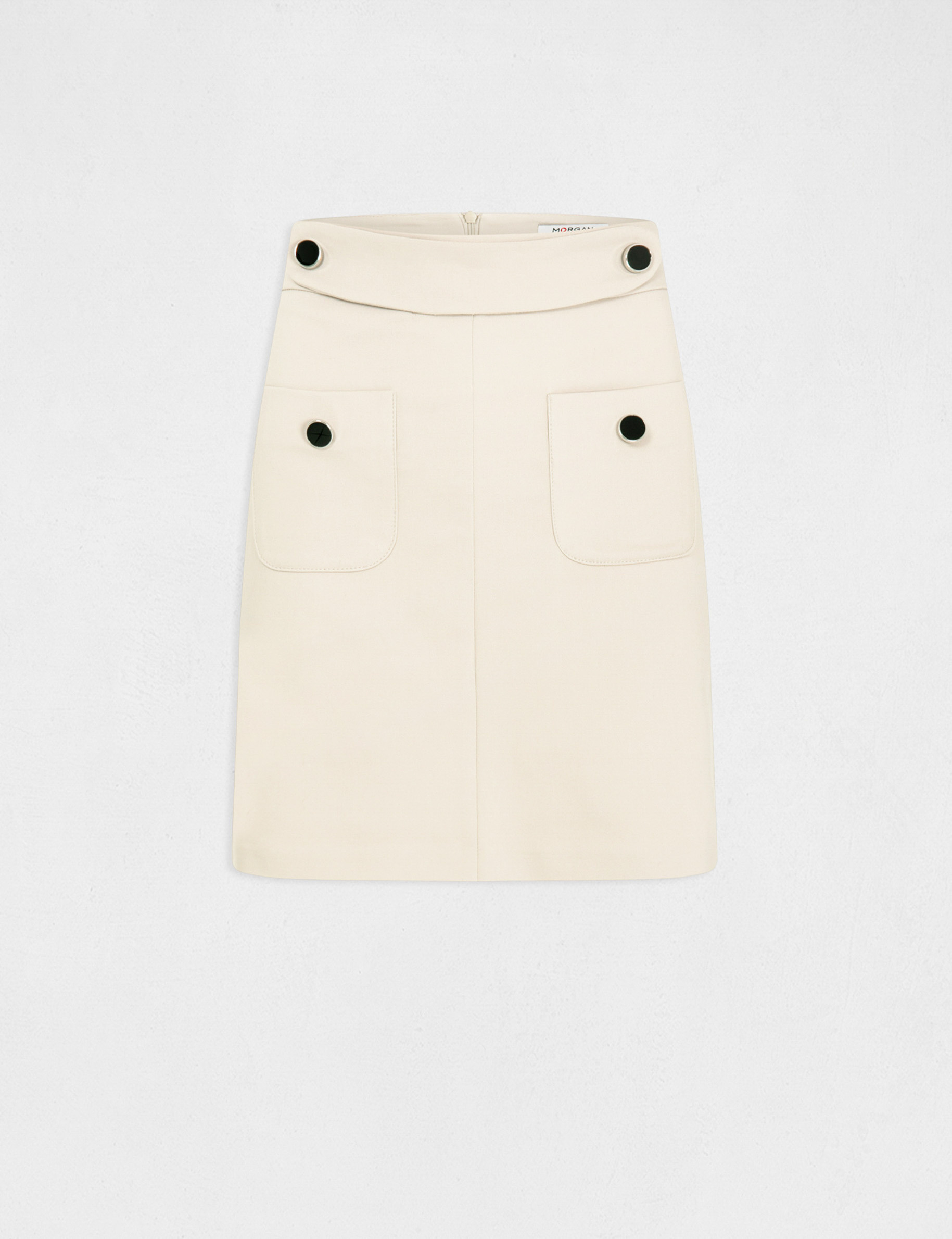 Jupe droite avec boutons beige femme Jupe droite avec boutons beige femme