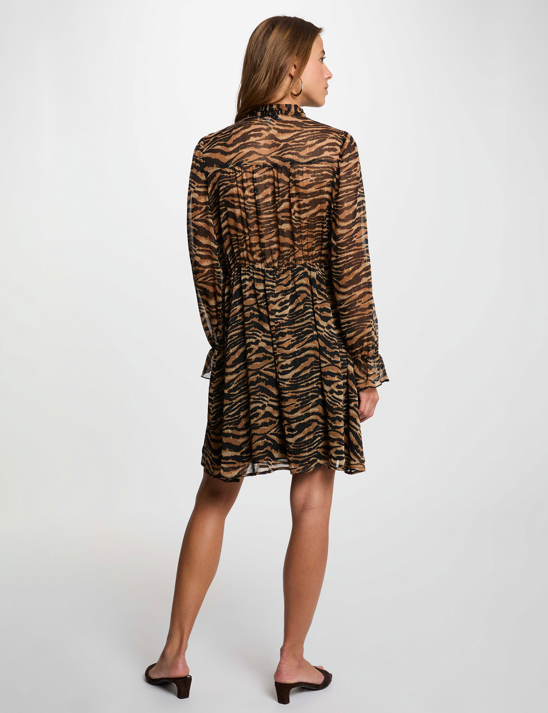 Robe voile col lavalli&egrave;re multicolore femme