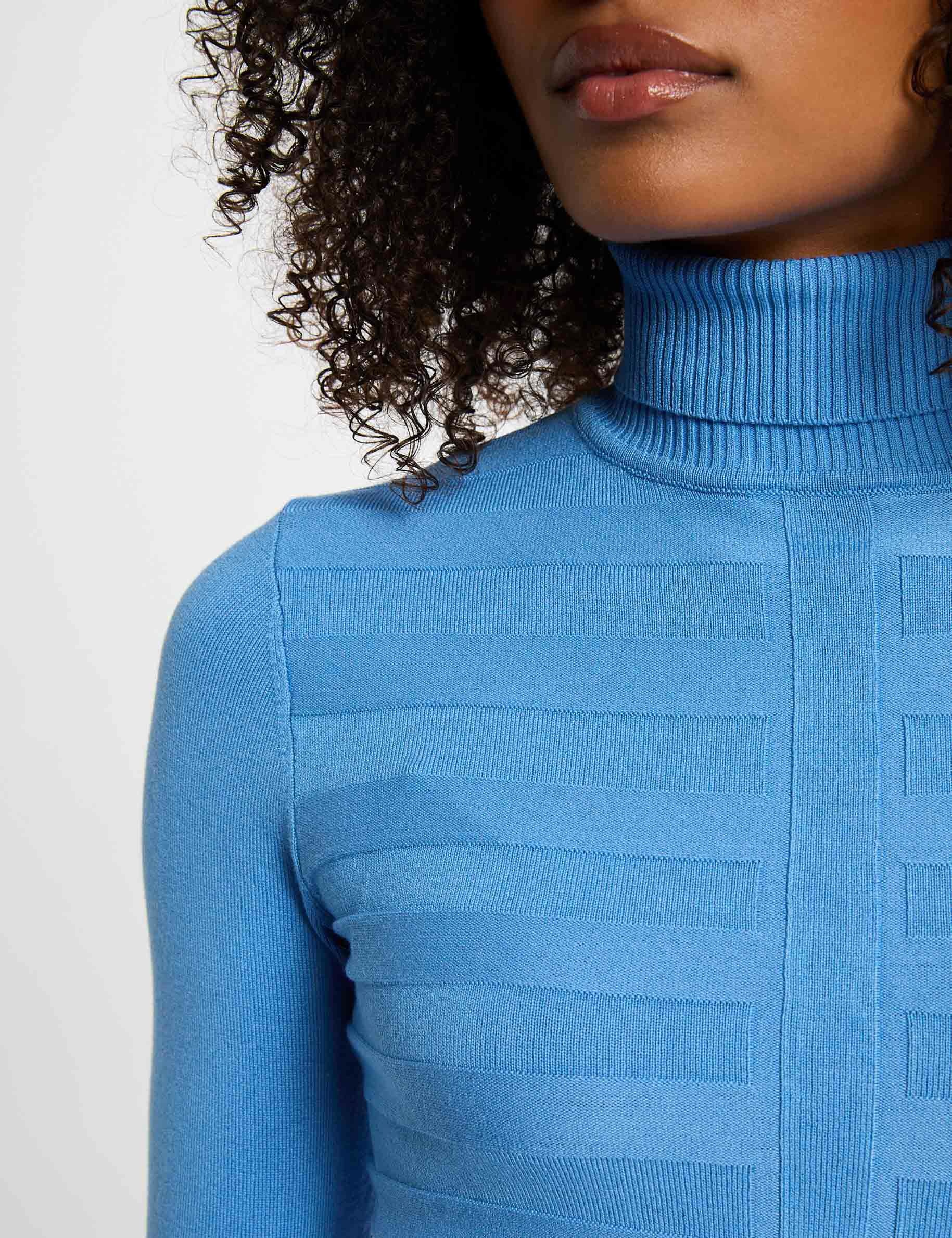 Pull col roulé ajusté bleu femme Morgan