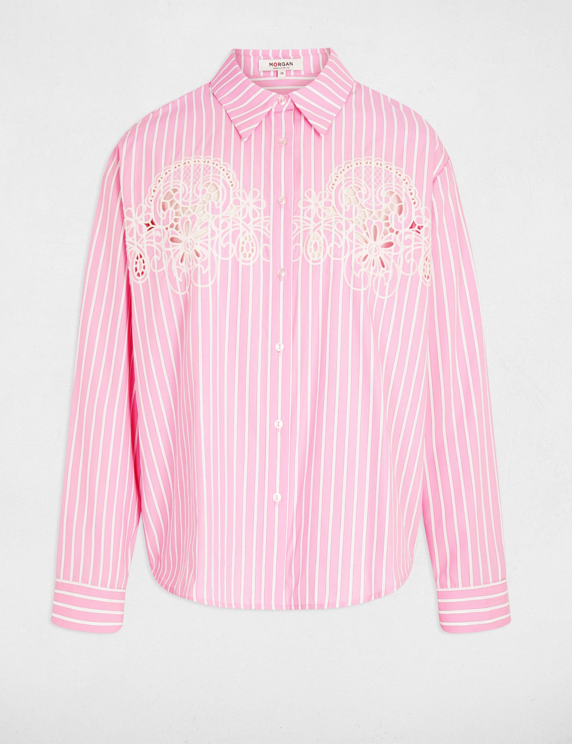 Chemise oversize &agrave; rayures rose femme