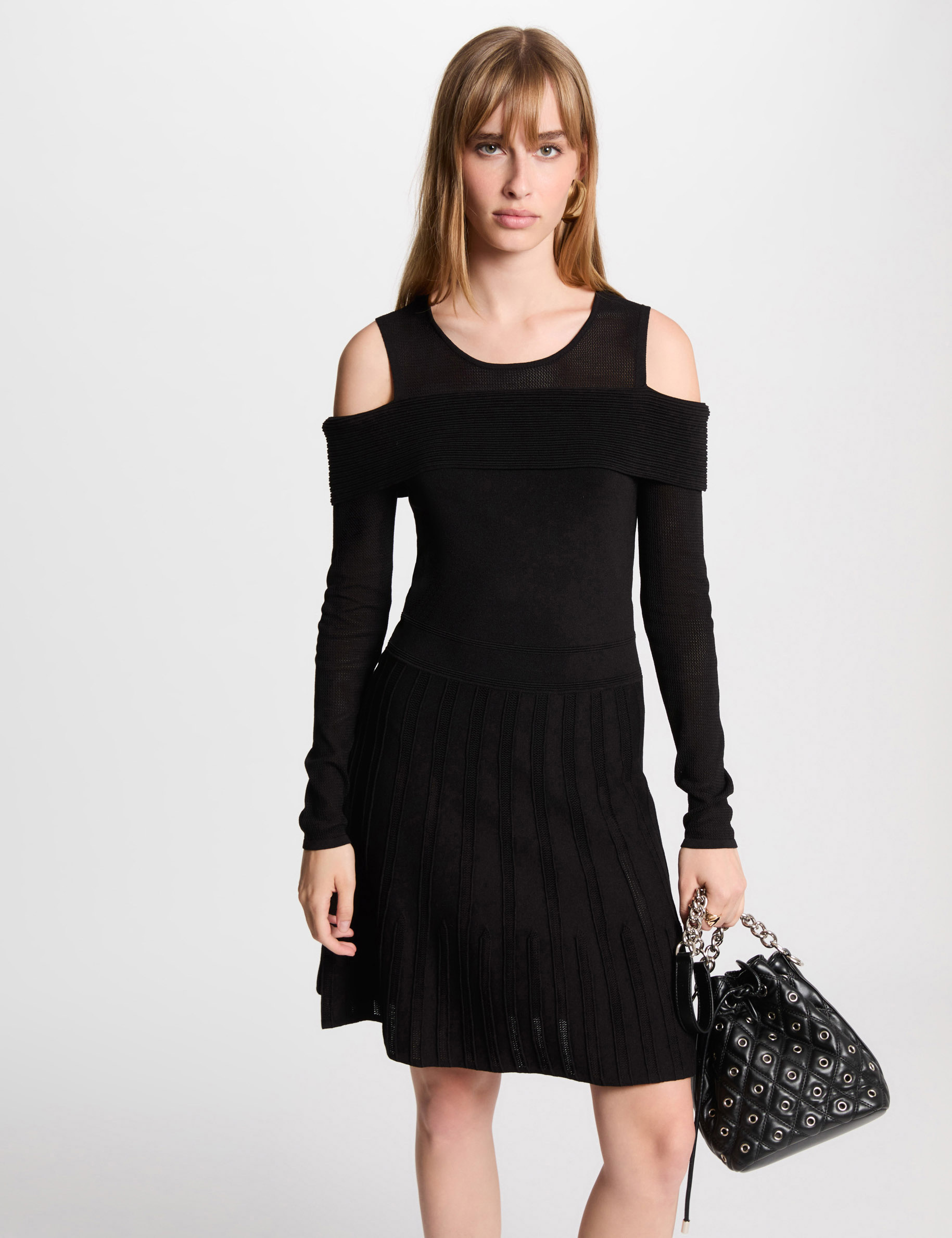 robe tricot courte trapeze noir femme Robe tricot courte trapèze noir femme