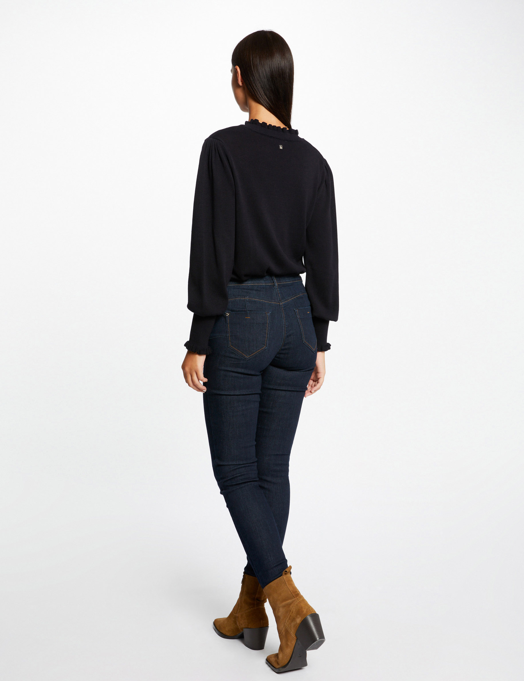 pull manches longues avec volants marine femme Pull manches longues avec volants marine femme