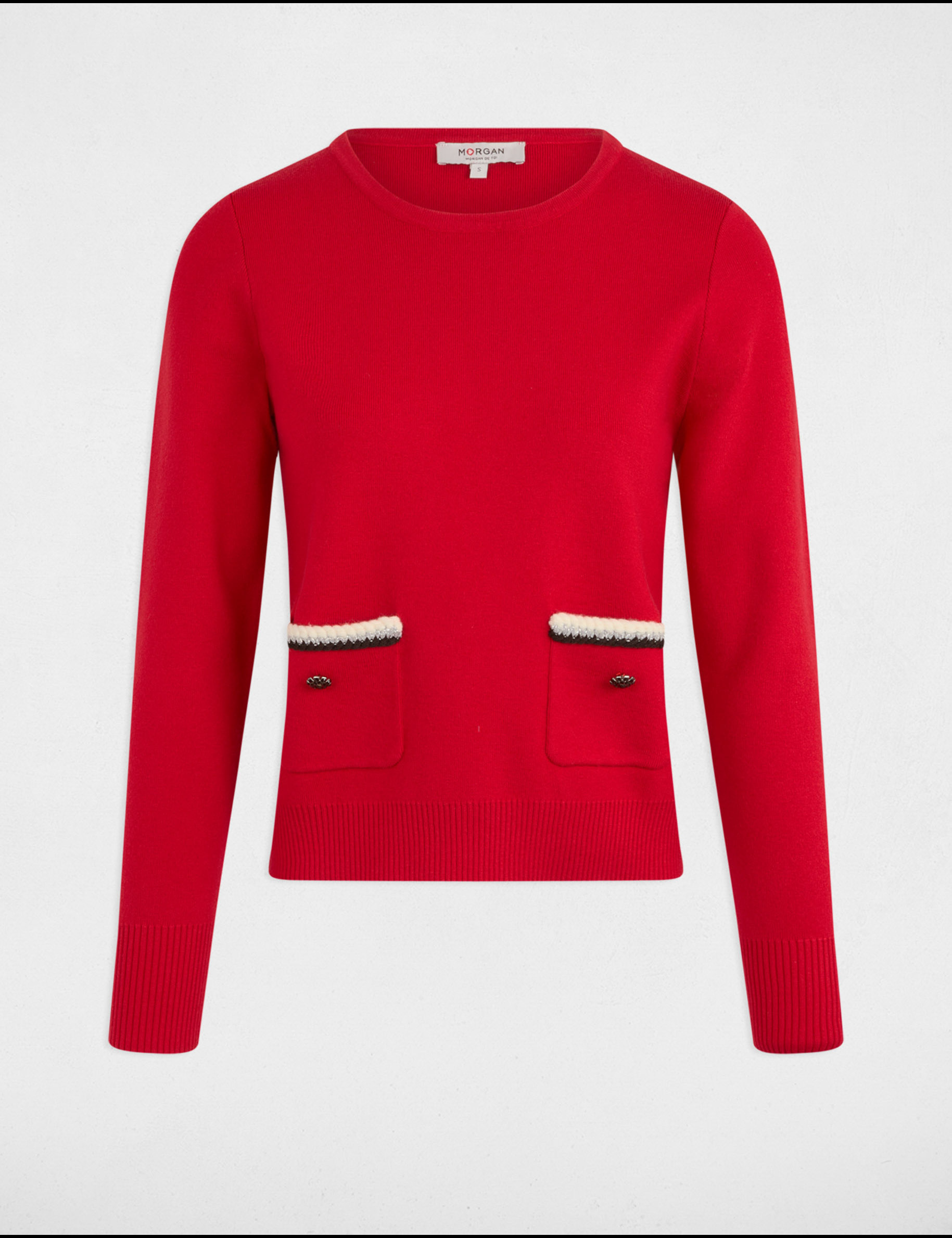 pull col rond manches longues rouge femme Pull col rond manches longues rouge femme