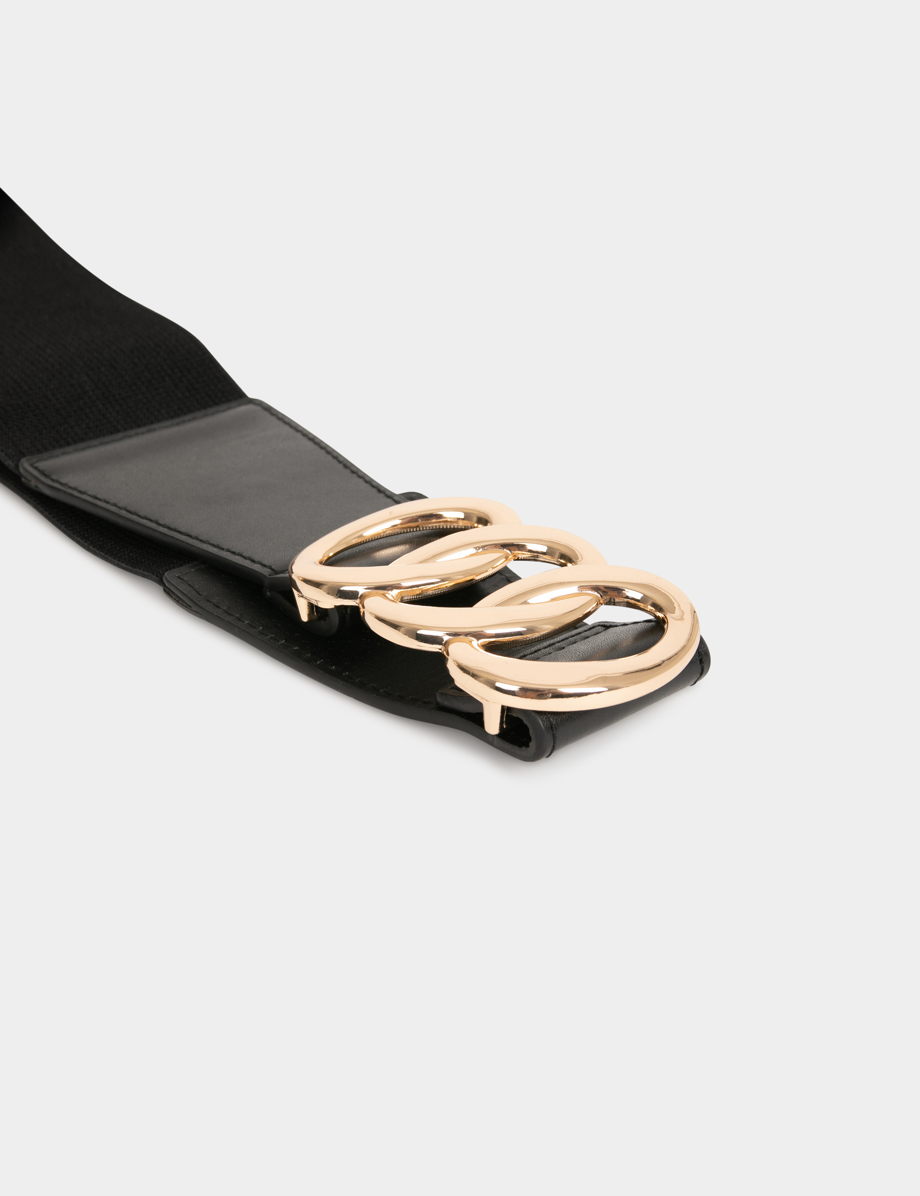 Ceinture élastiquée avec anneaux noir femme