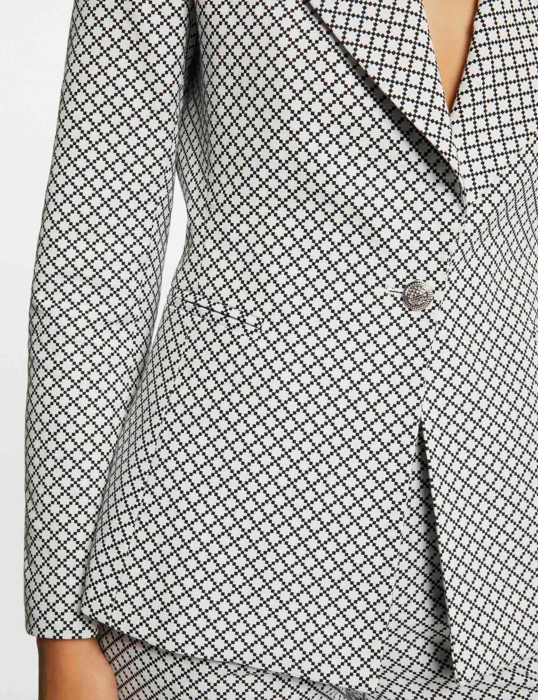 veste city cintree imprime geometrique ecru femme Veste city cintrée imprimé géométrique ecru femme