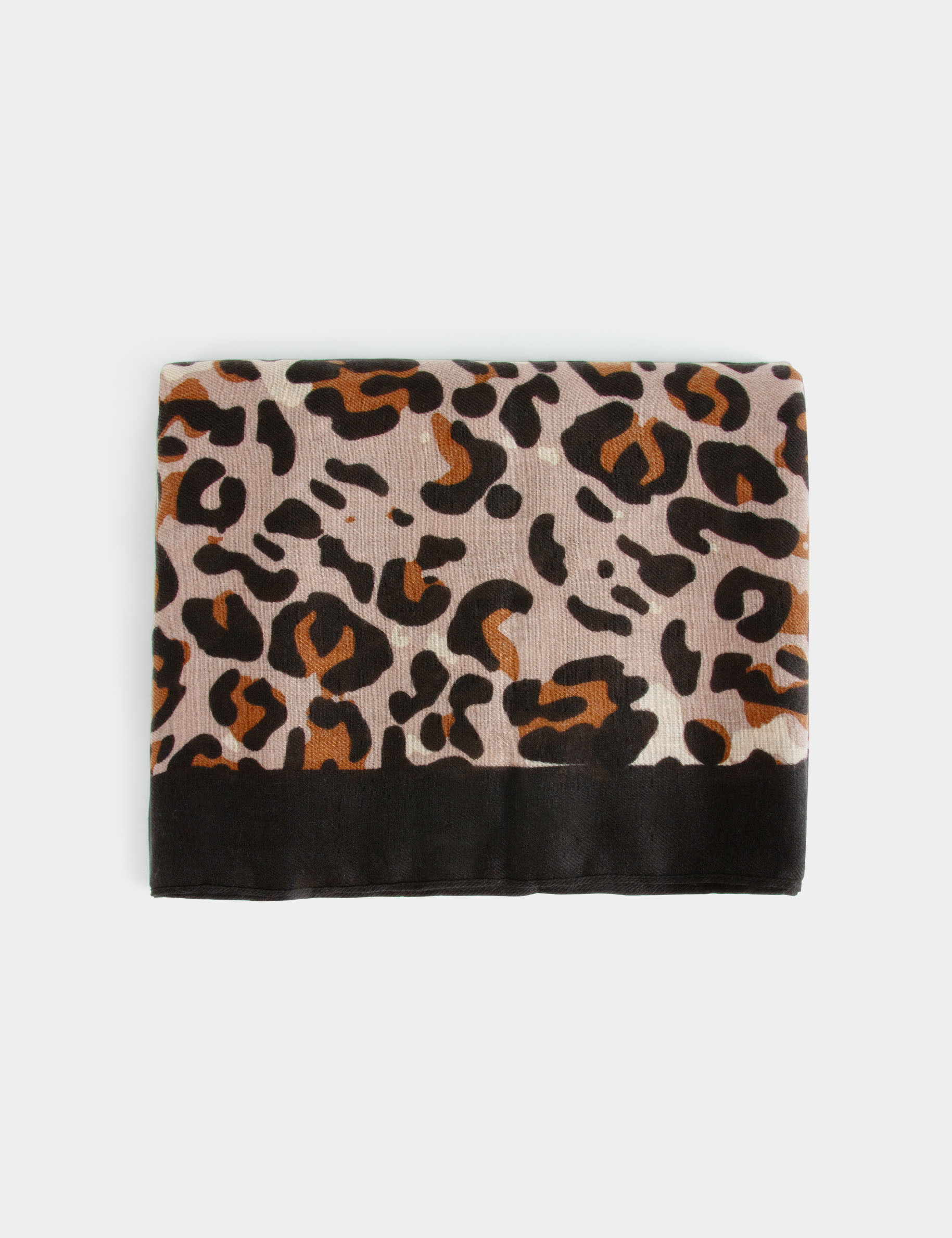 foulard imprime animalier marron femme Foulard imprimé animalier marron femme