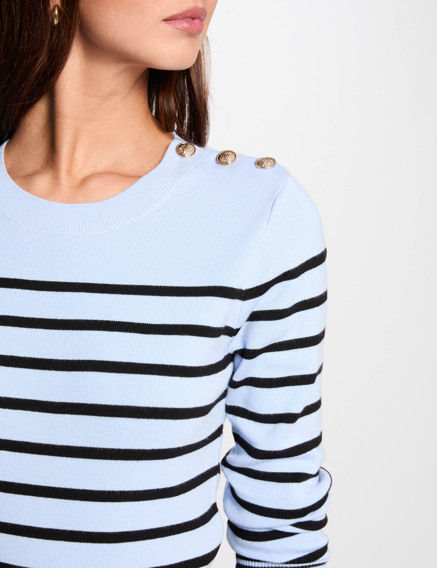 pull manches longues a rayures bleu ciel femme Pull manches longues à rayures bleu ciel femme