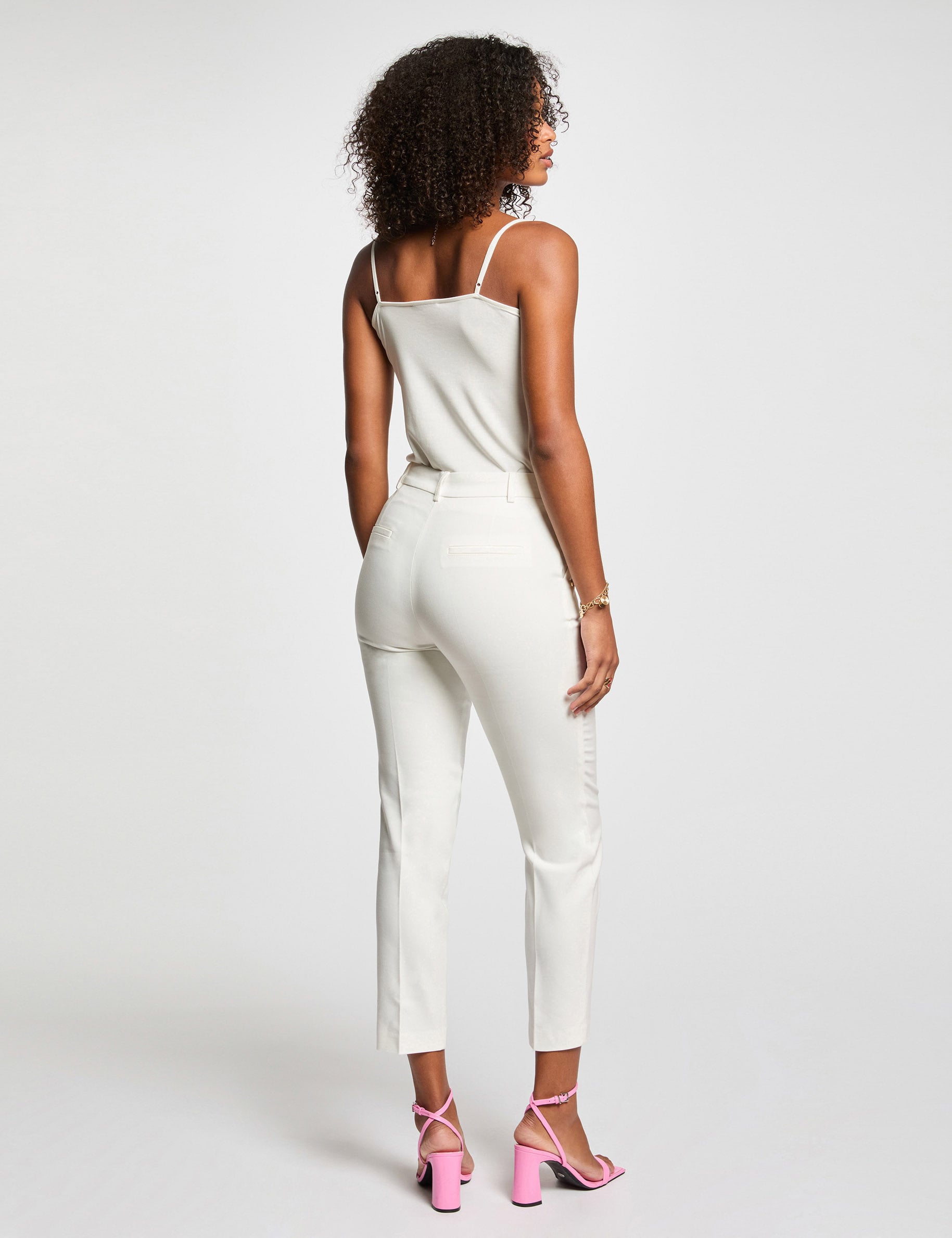 Pantalon cigarette 7/8&egrave;me blanc femme