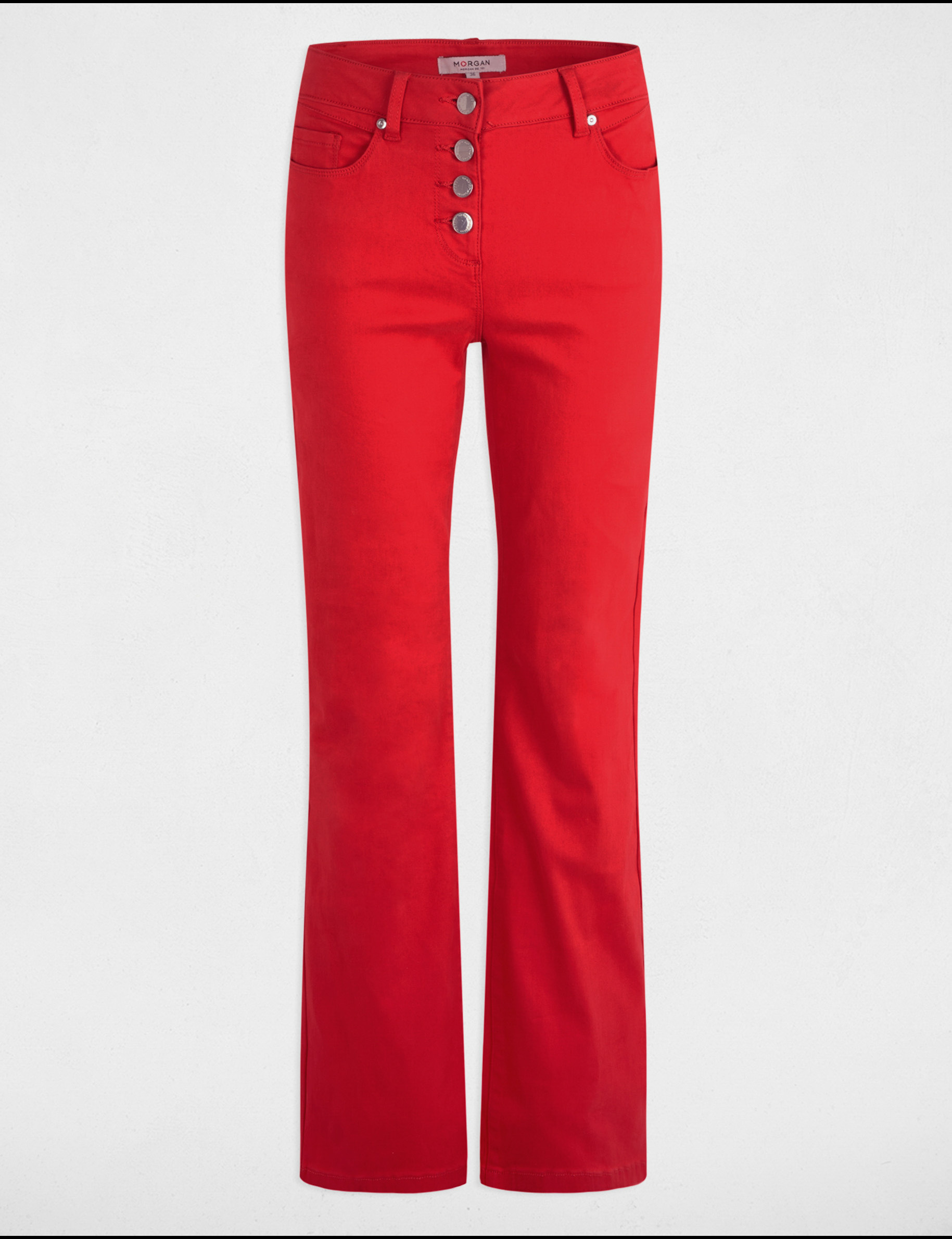 pantalon bootcut boutonne rouge femme Pantalon bootcut boutonné rouge femme