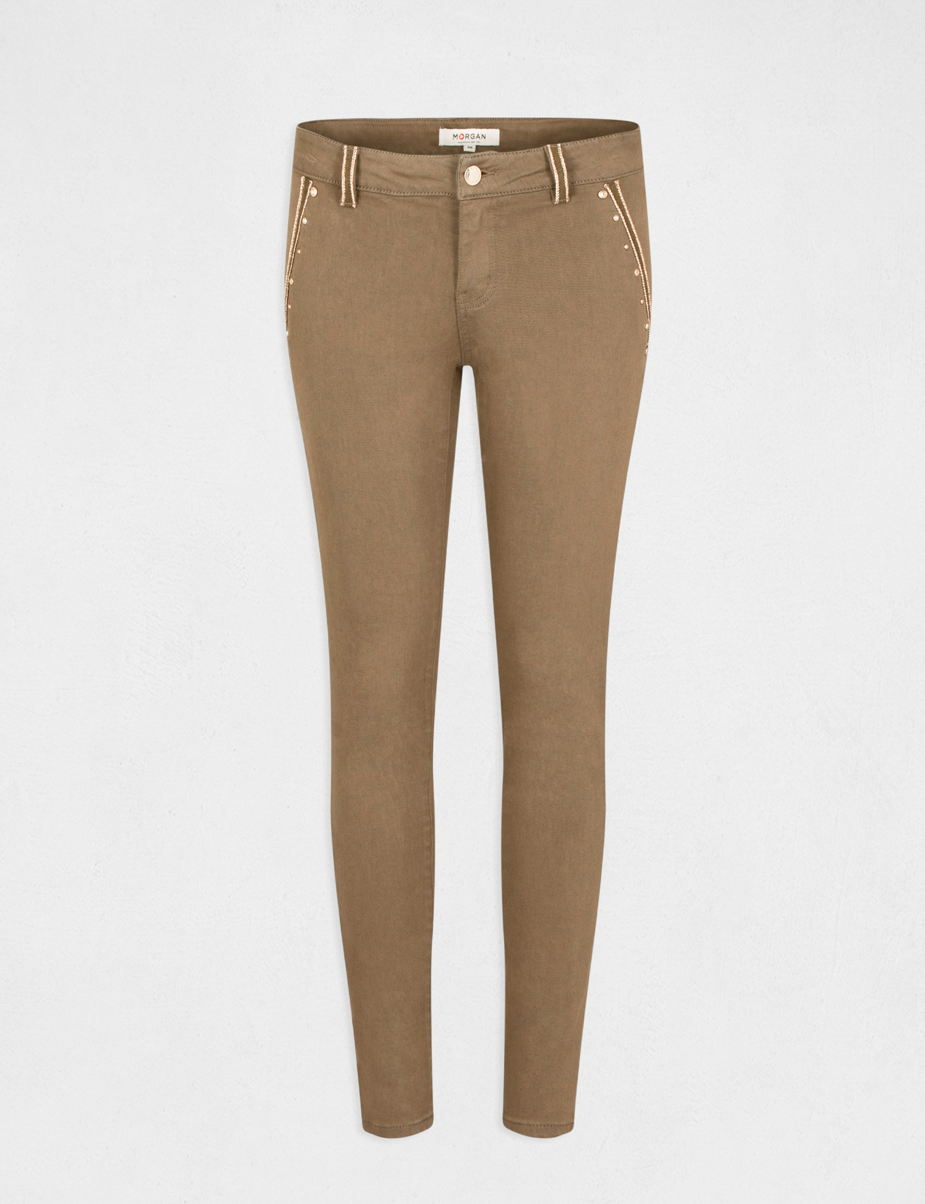 Pantalon skinny taille standard 7/8ème vert kaki femme Pantalon skinny taille standard 7/8ème vert kaki femme