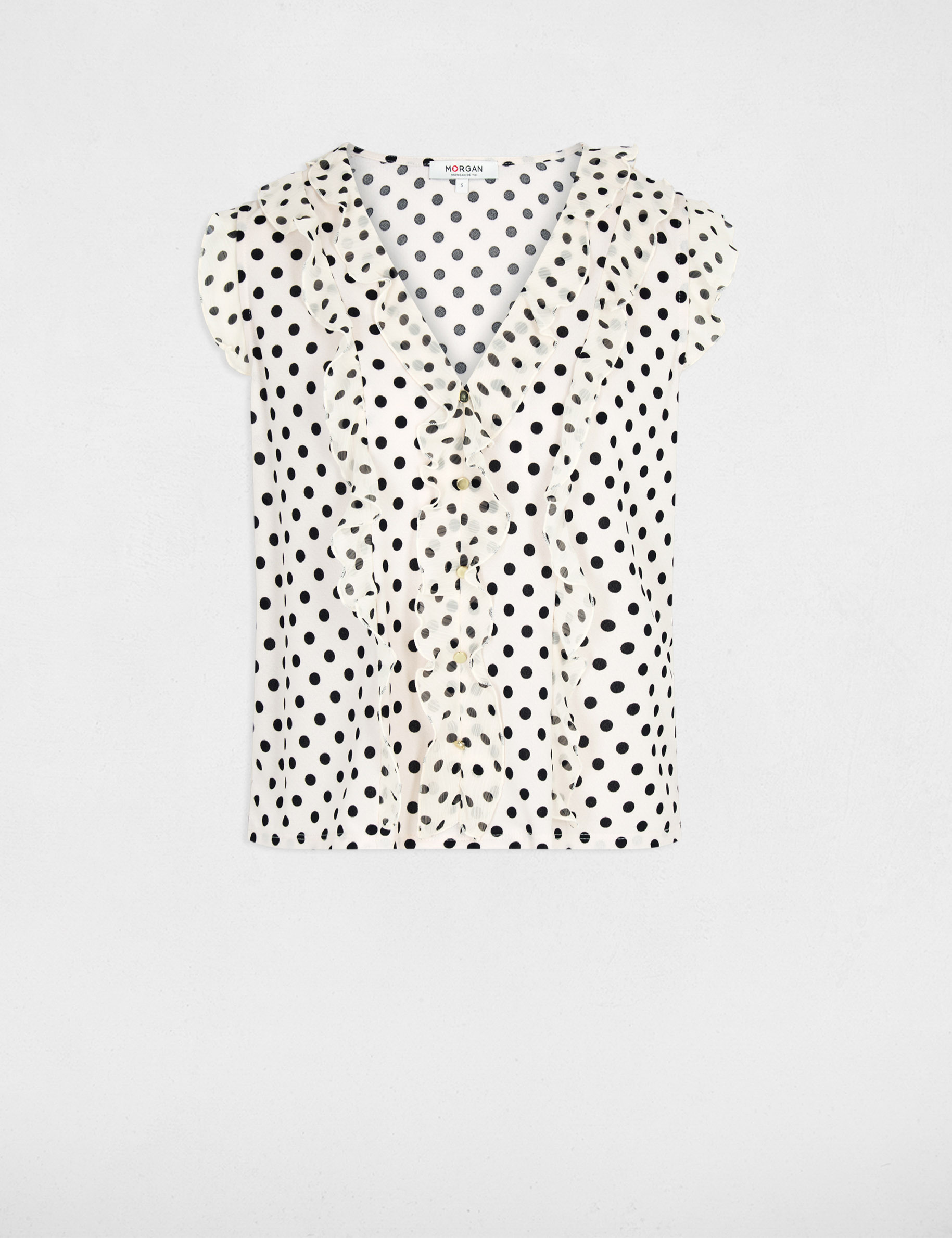 Chemise col v manches courtes ivoire femme