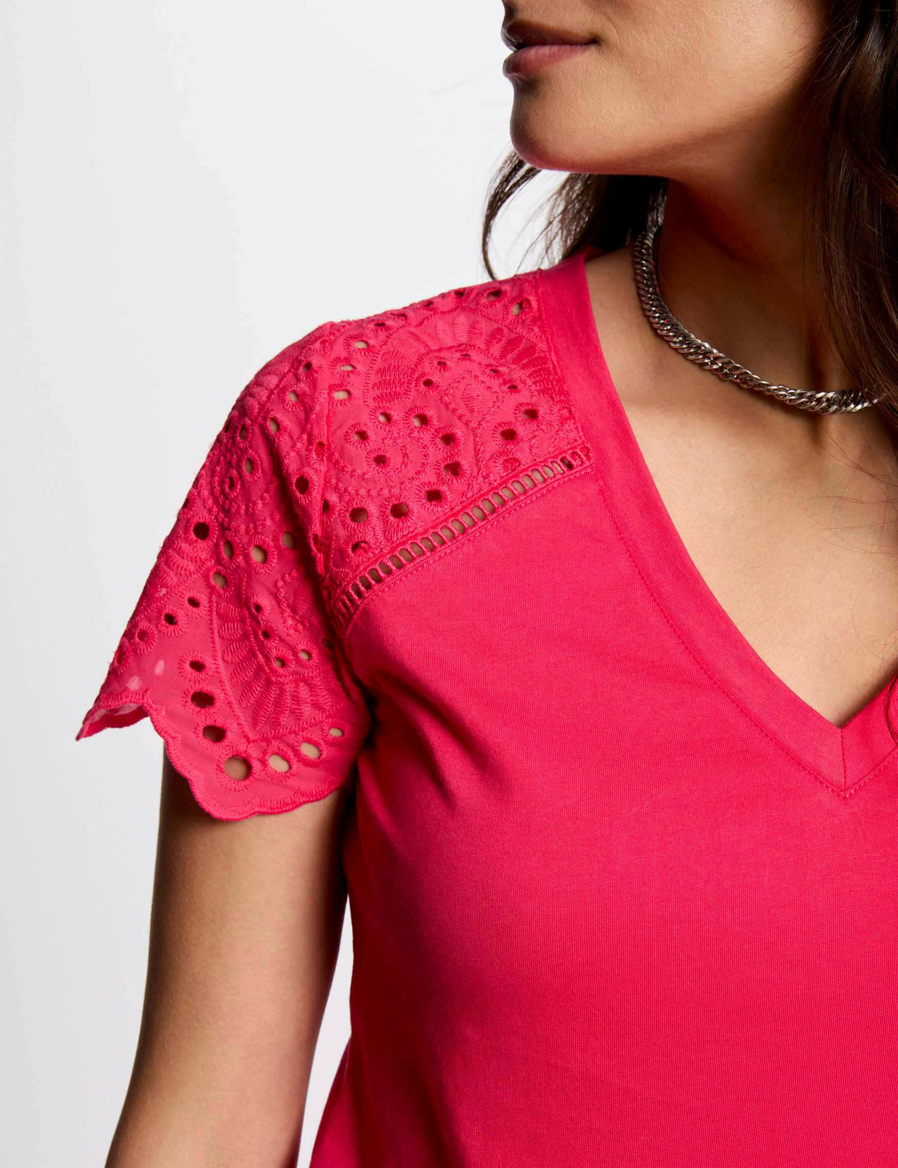 T-shirt manches courtes rose fushia femme