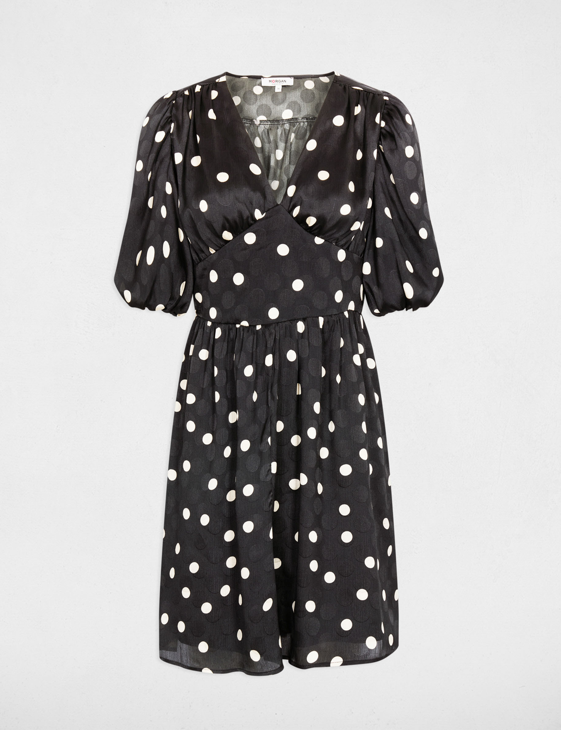 Robe courte manches bouffantes noir femme