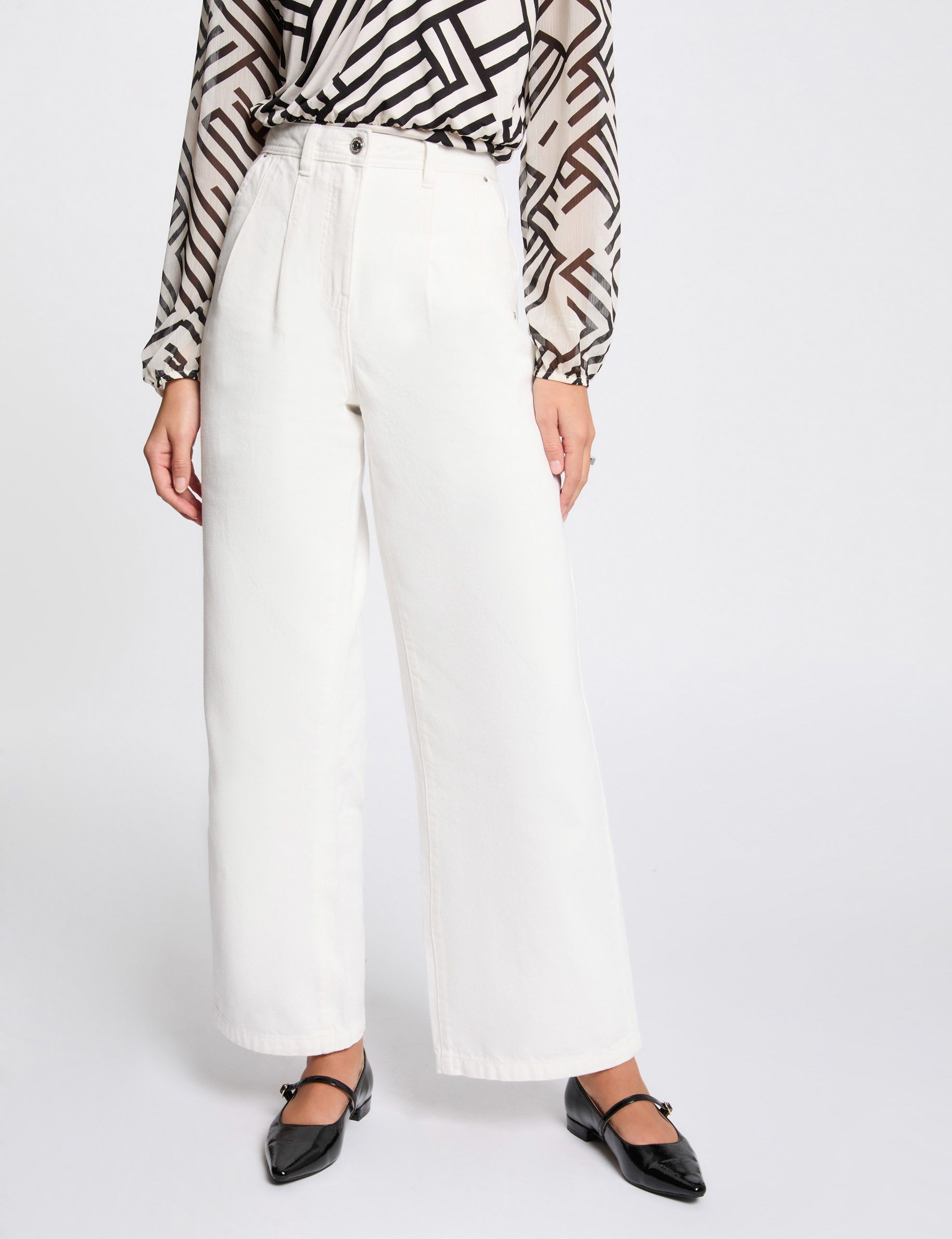 jeans large taille haute blanc femme Jeans large taille haute blanc femme