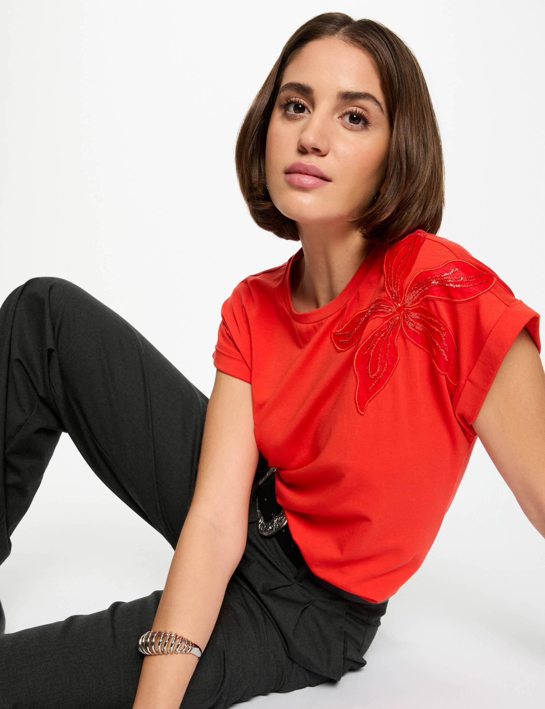 t shirt manches courtes orange femme T-shirt manches courtes orange femme