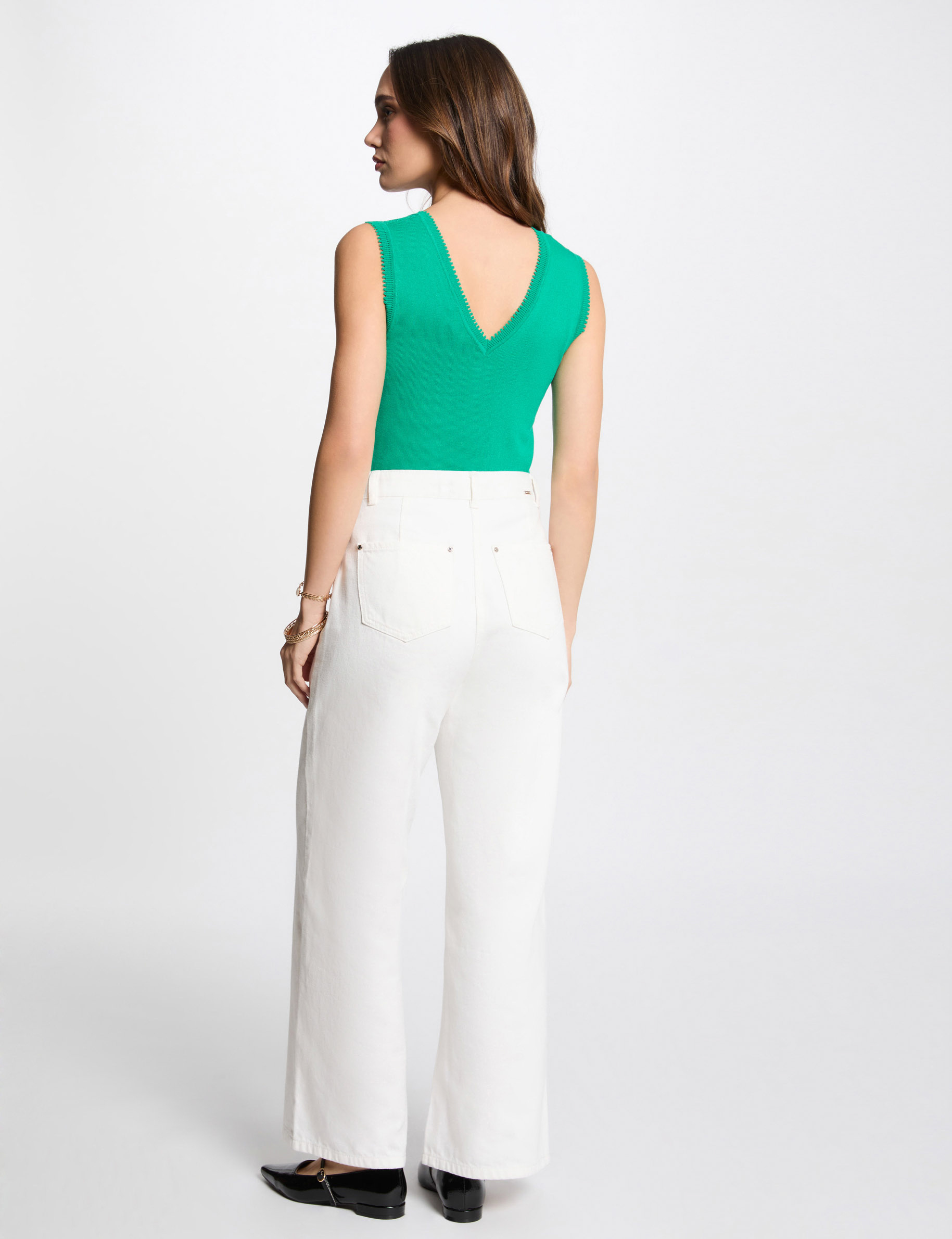 pull sans manches ajoure vert emeraude femme Pull sans manches ajouré vert émeraude femme
