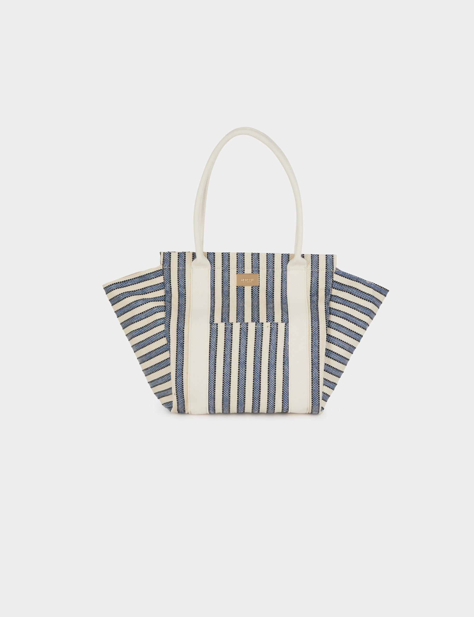 Sac cabas ray&eacute; ecru femme
