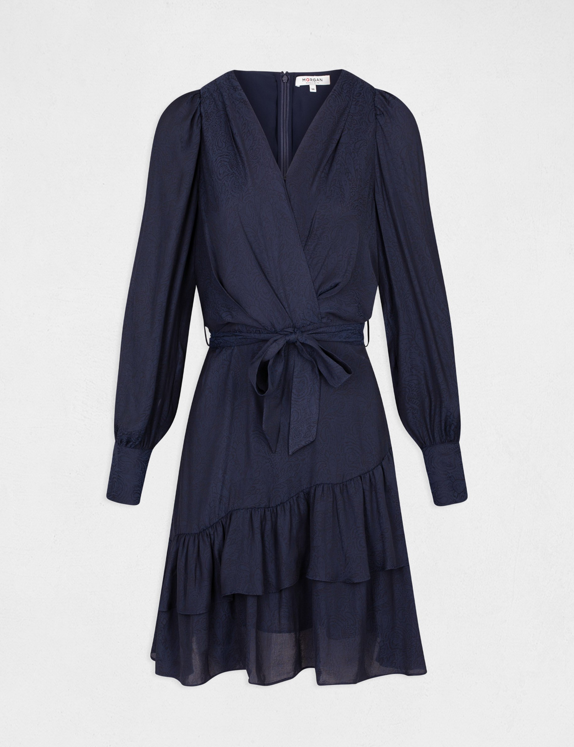 robe evasee a col cache coeur marine femme Robe évasée à col cache-coeur marine femme