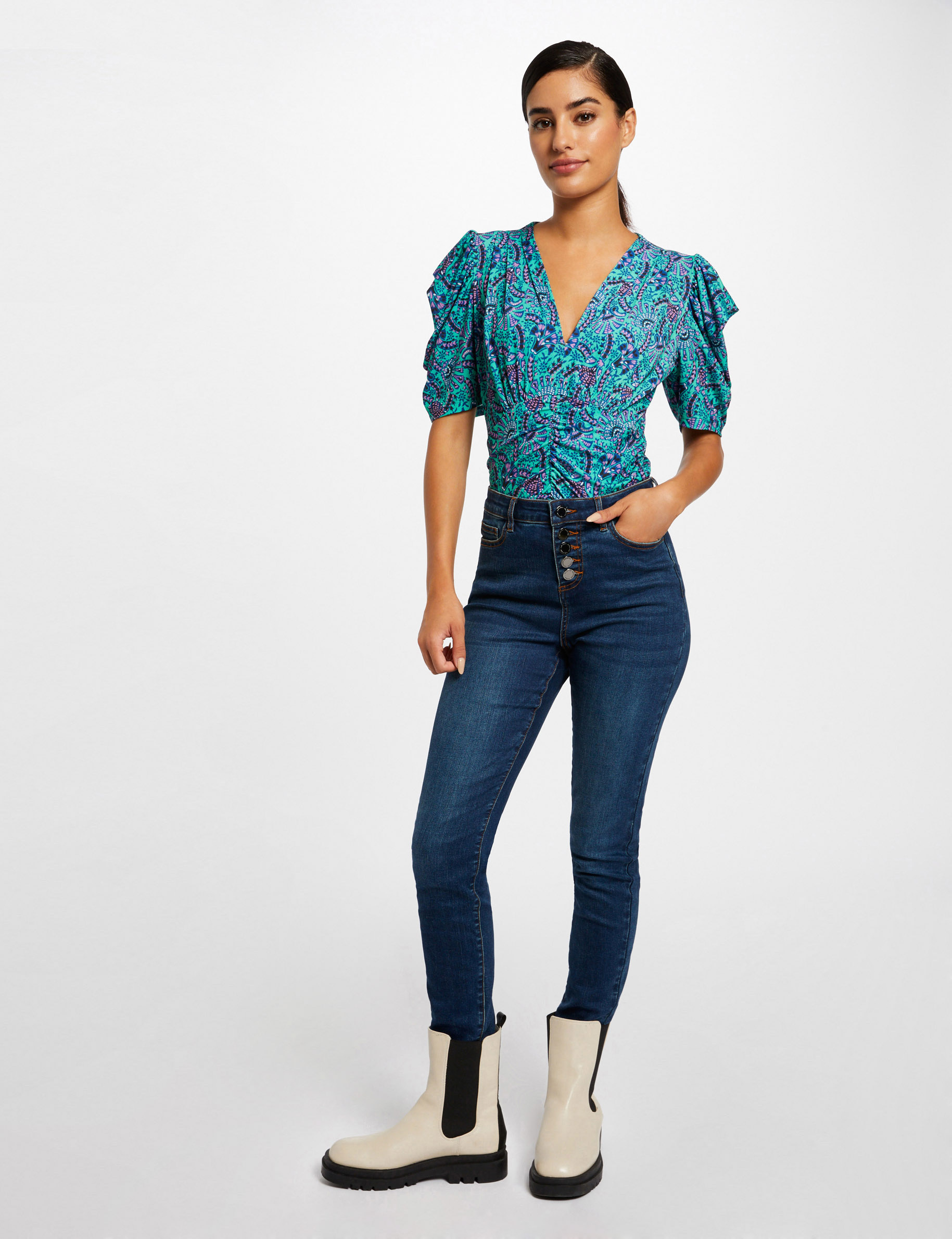 T-shirt manches courtes imprimé abstrait multico femme T-shirt manches courtes imprimé abstrait multico femme