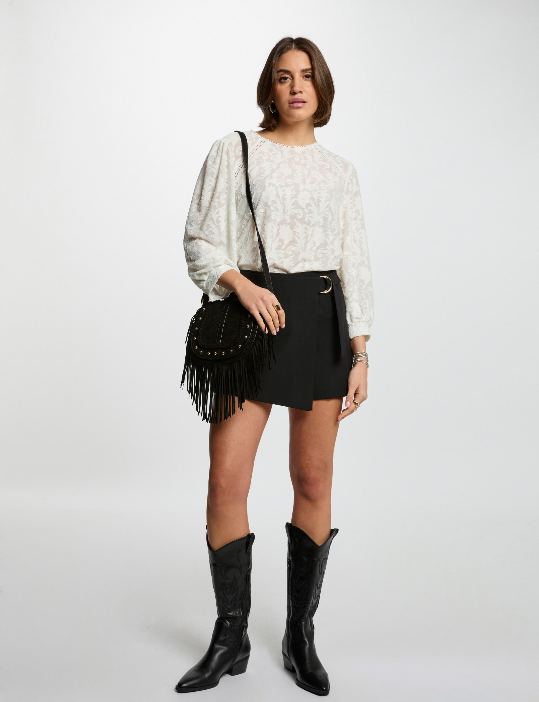 jupe short ajustee noir femme Jupe-short ajustée noir femme