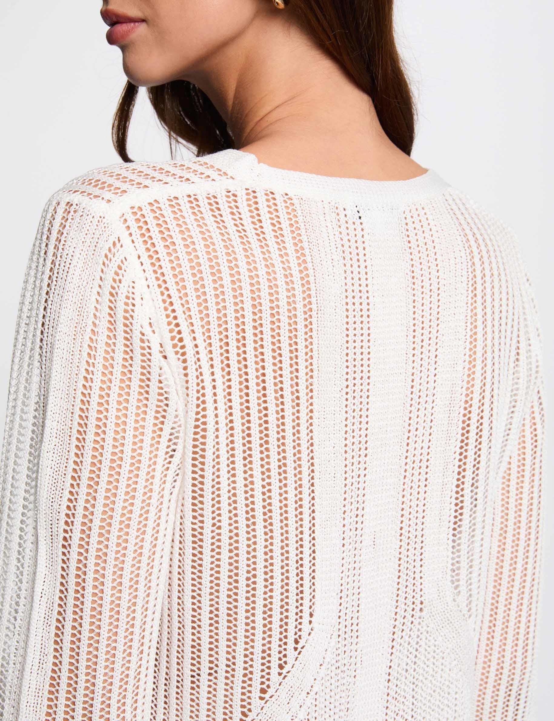 gilet manches longues ajoure ivoire femme Gilet manches longues ajouré ivoire femme