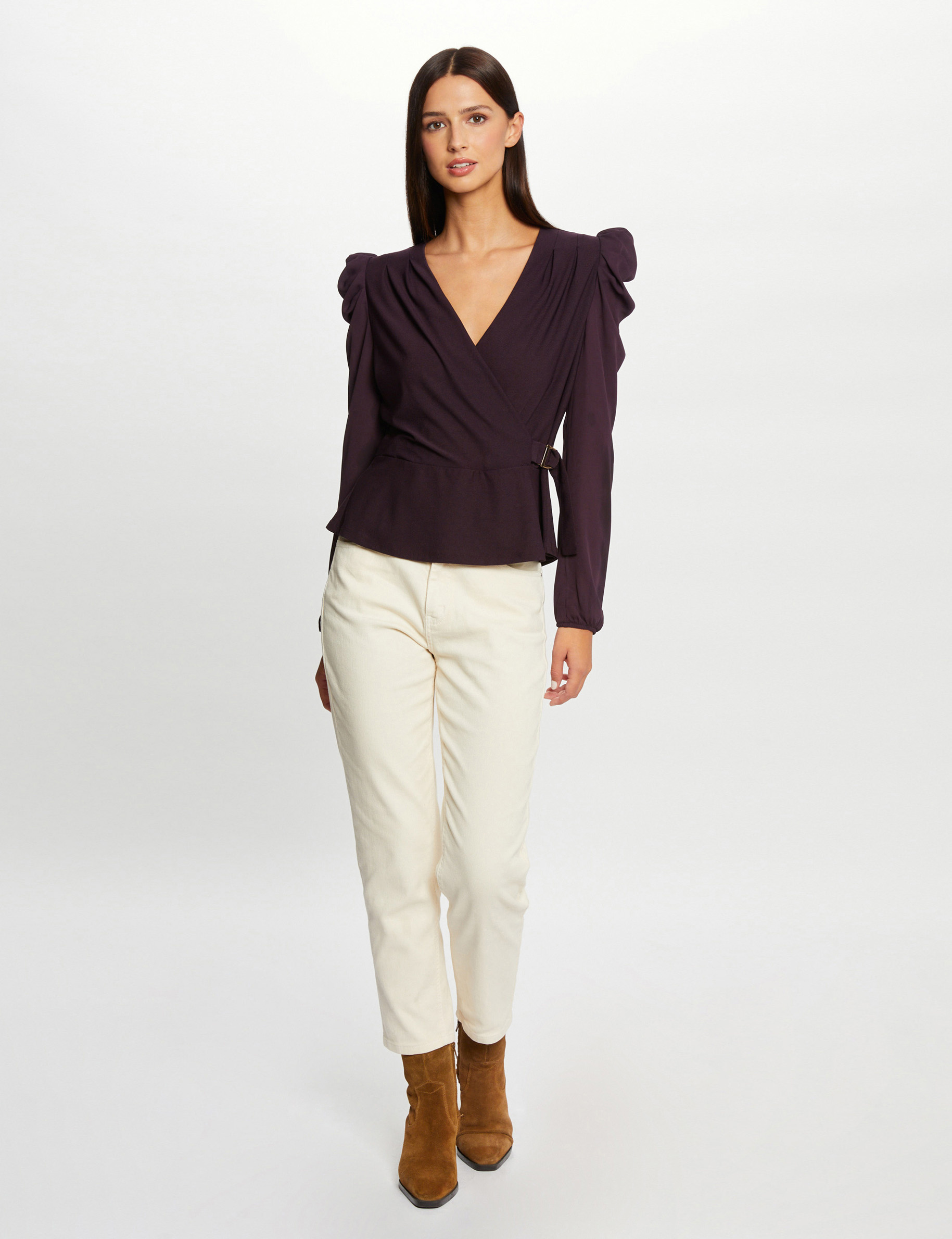 t shirt manches longues avec boucle violet fonce femme T-shirt manches longues avec boucle violet fonce femme