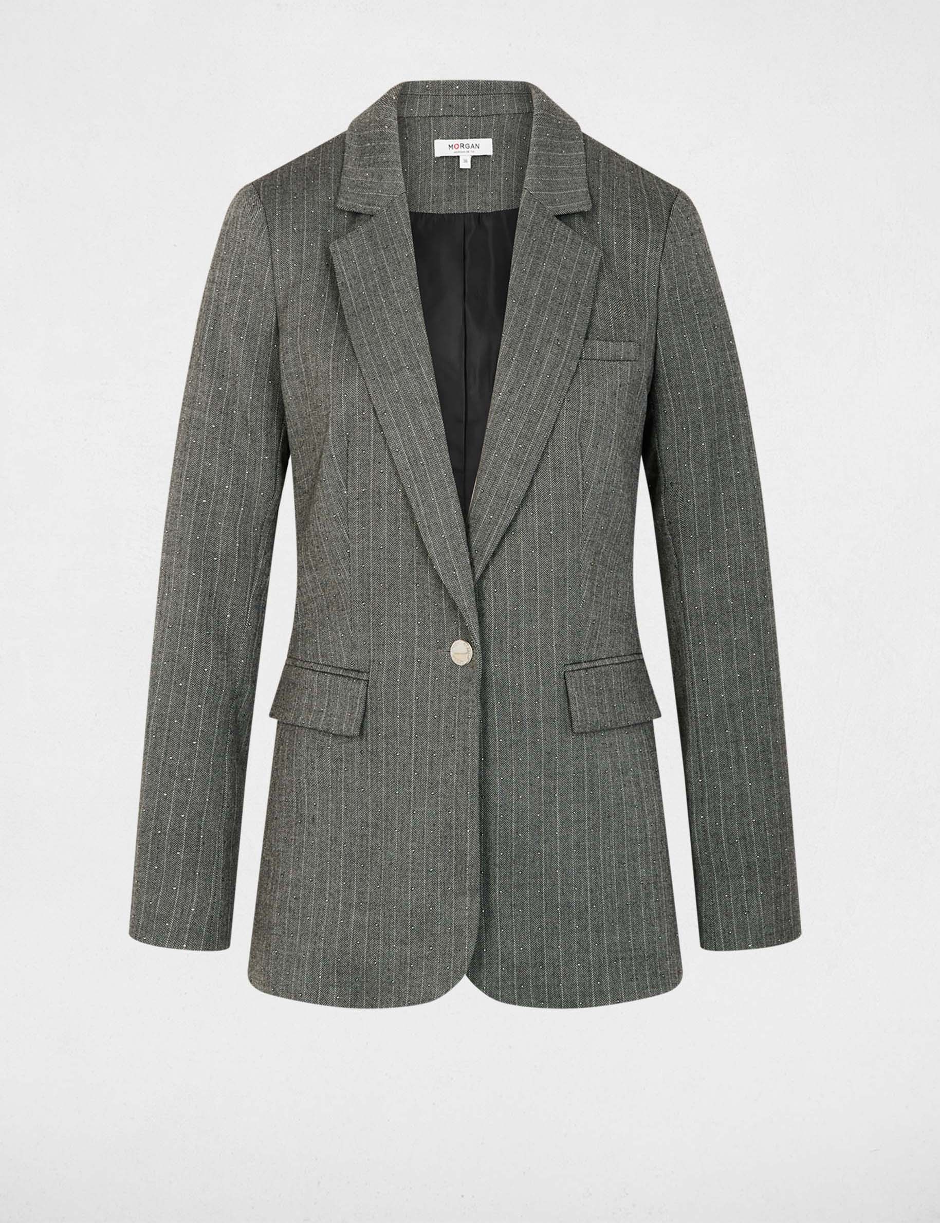 Veste ajust&eacute;e &agrave; rayures gris moyen femme
