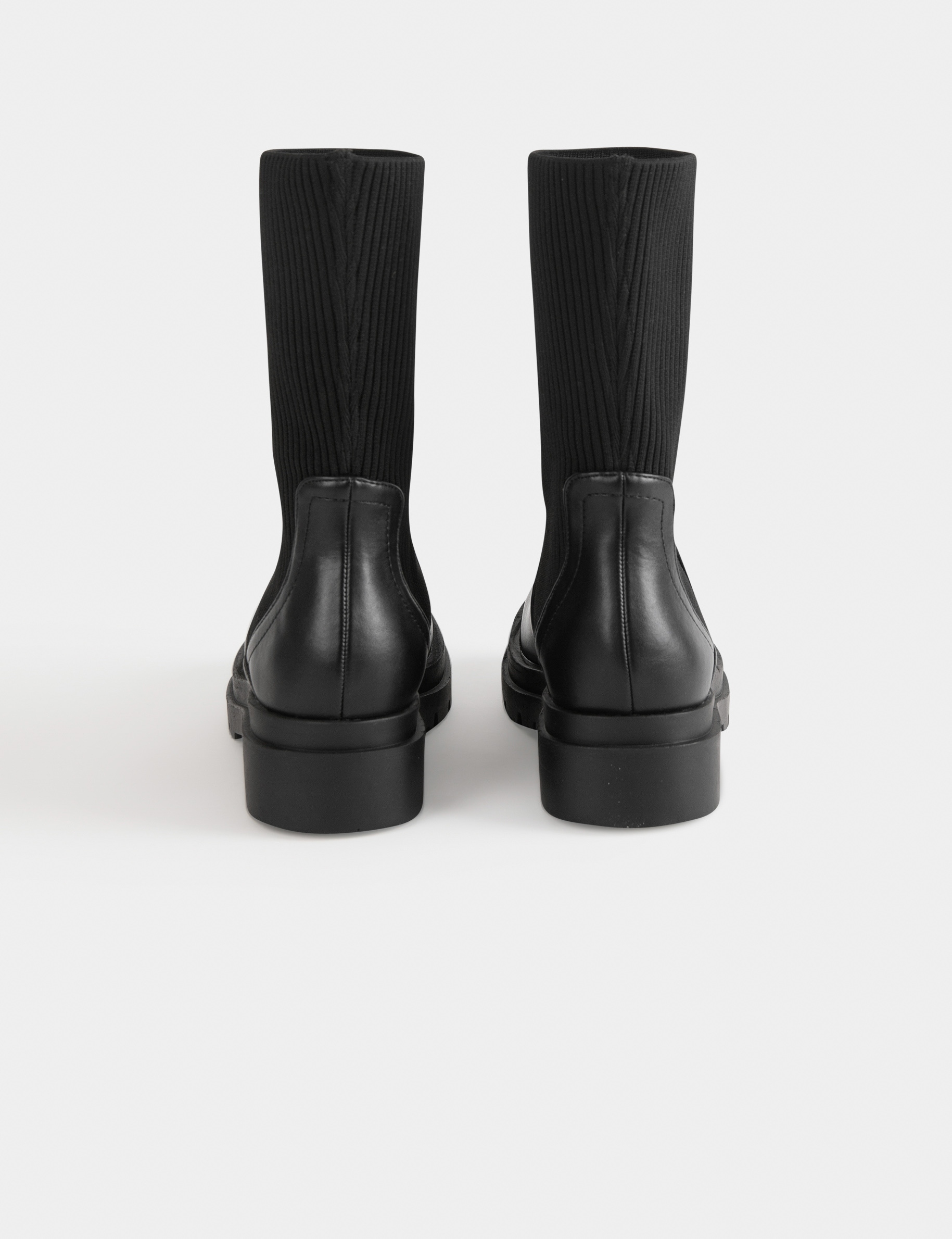 Bottines chaussettes plates noir femme Bottines chaussettes plates noir femme