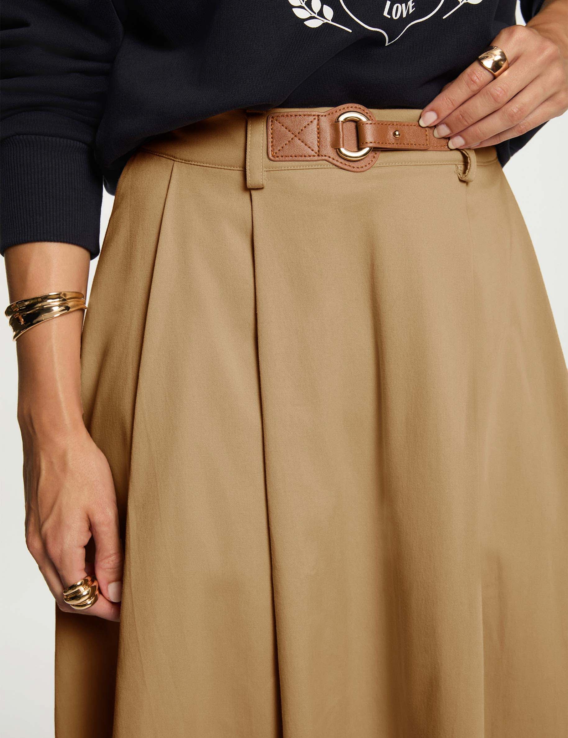 Jupe évasée taille haute beige femme Morgan