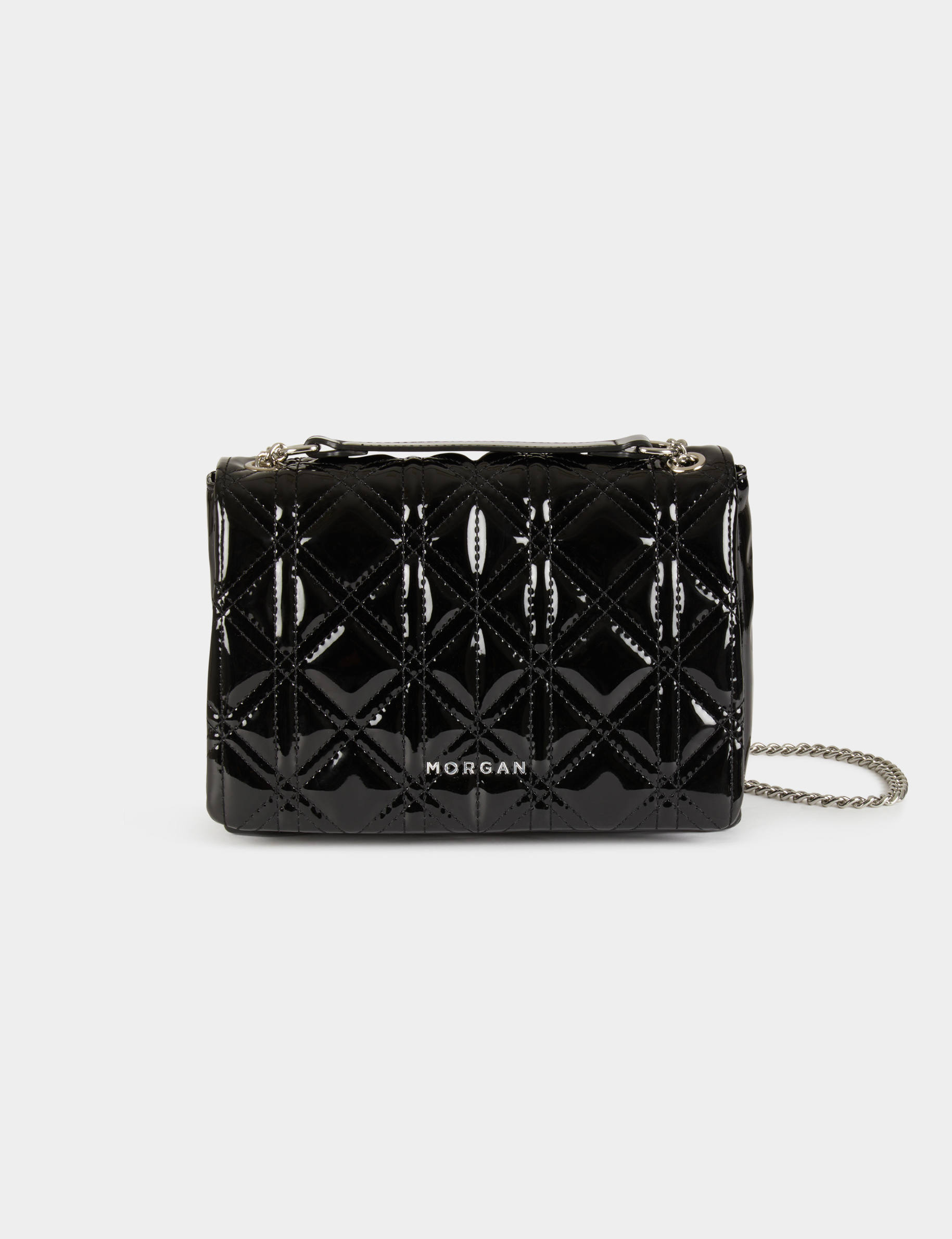 Sac pochette matelassé vernis noir femme