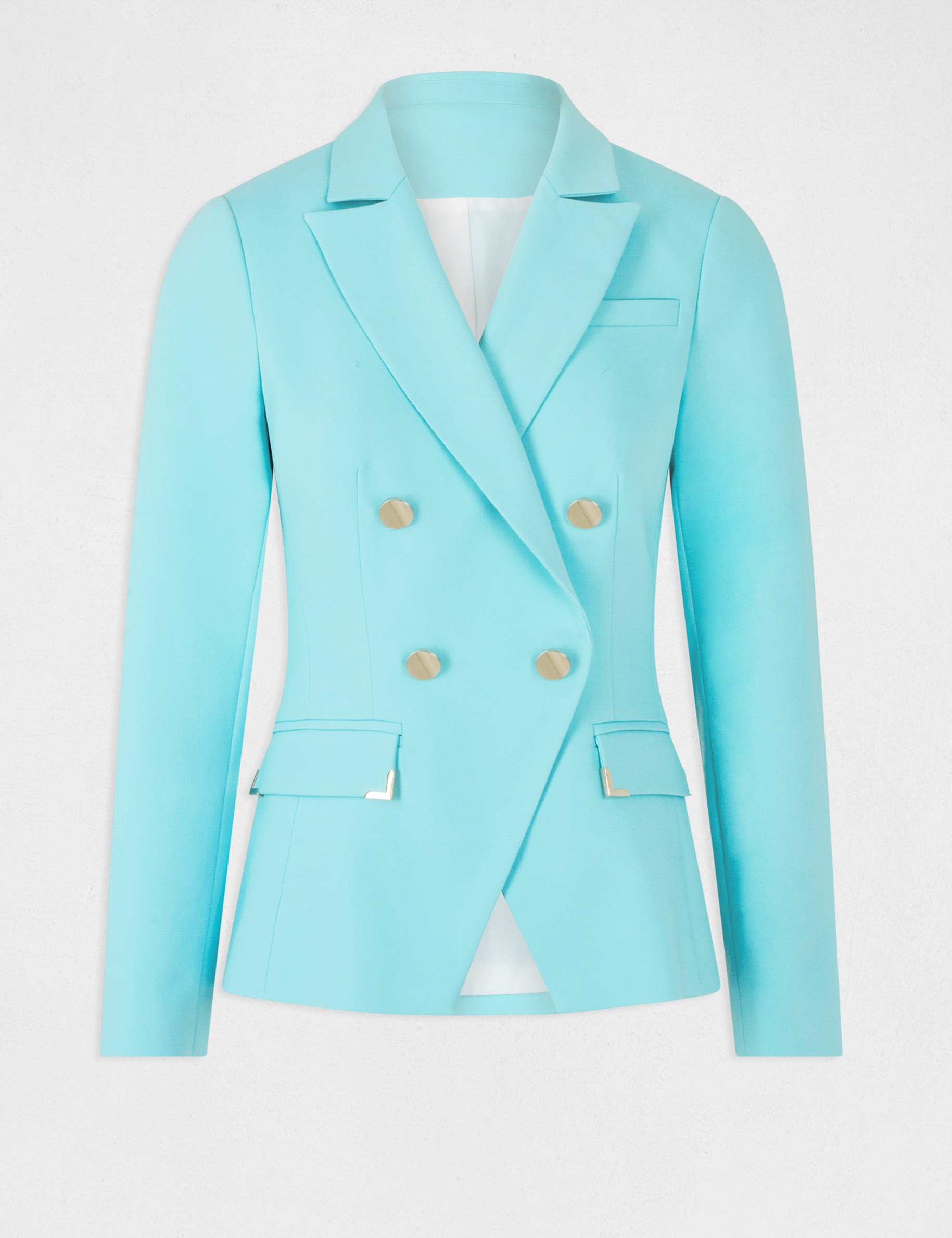 Veste city cintrée ornements métalliques bleu clair femme Veste city cintrée ornements métalliques bleu clair femme