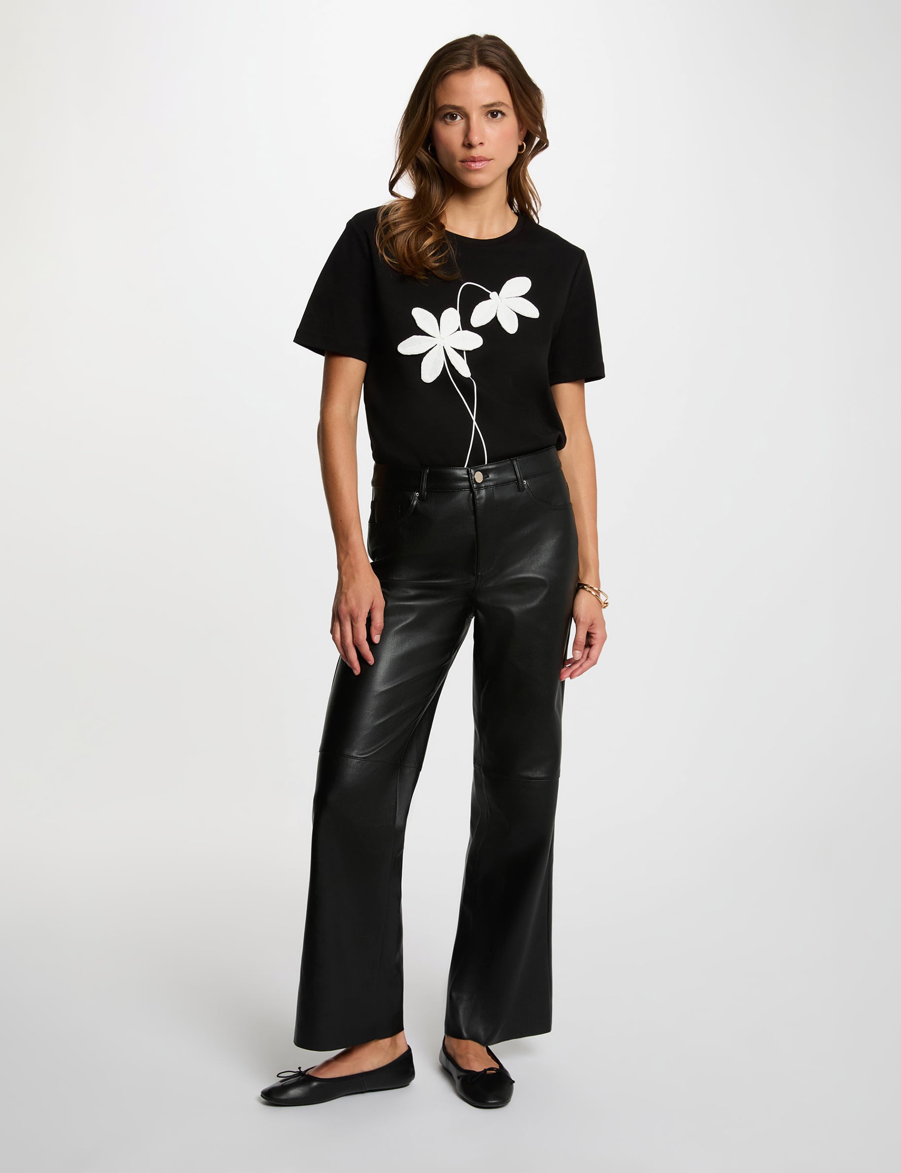 Pantalon bootcut similicuir noir femme