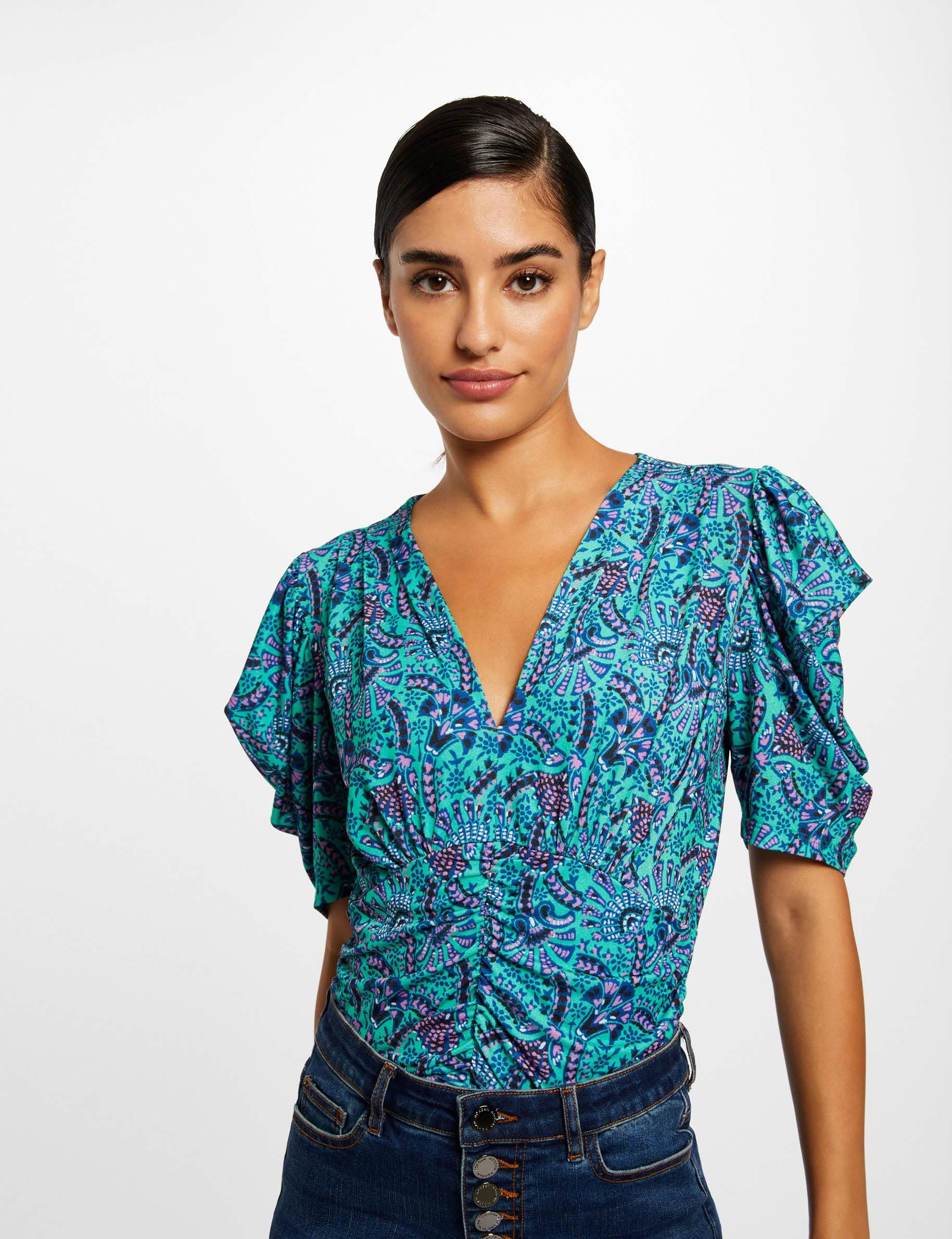 T-shirt manches courtes imprimé abstrait multico femme T-shirt manches courtes imprimé abstrait multico femme