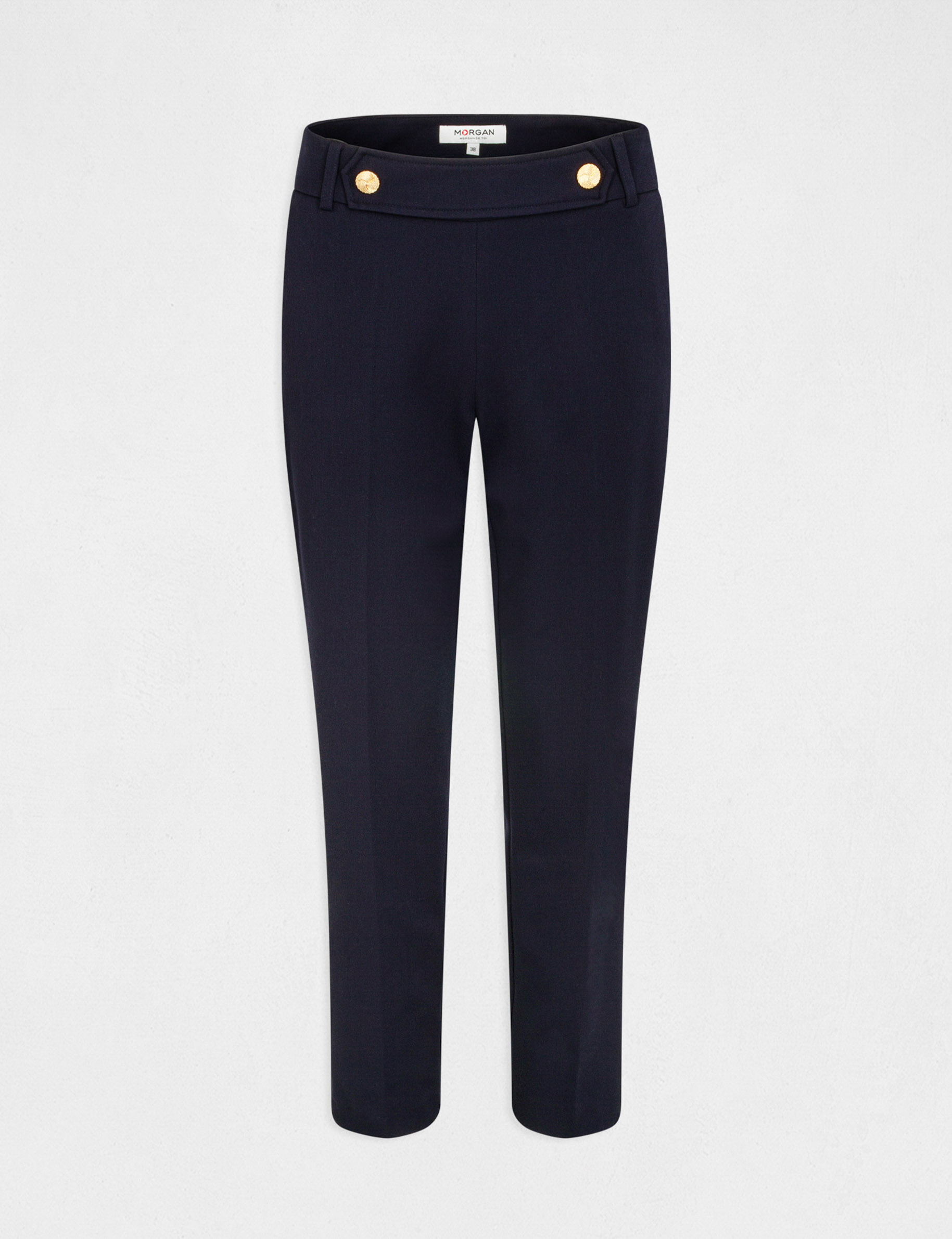 pantalon tailleur ajuste 78eme marine femme Pantalon tailleur ajusté 7/8ème marine femme